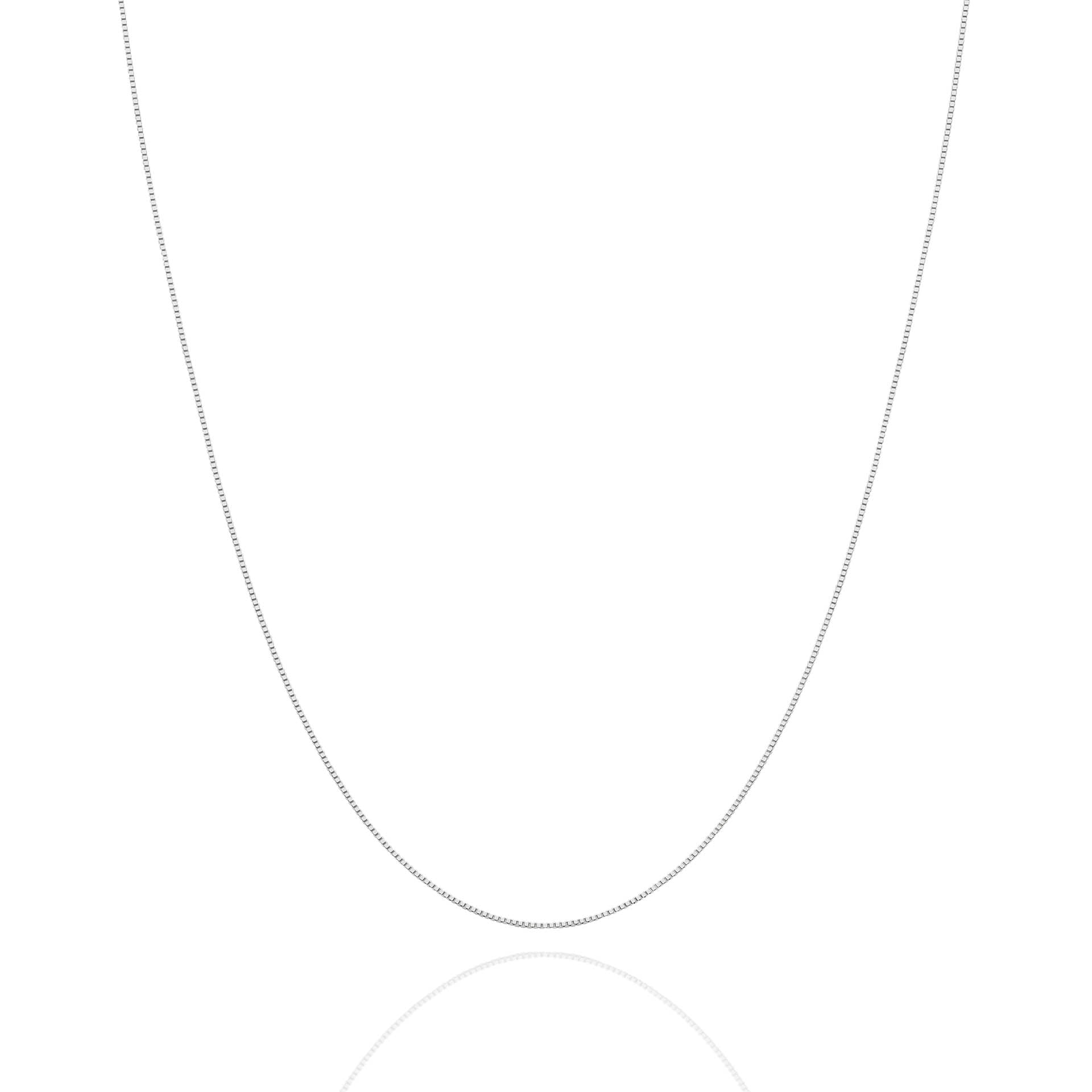 White Gold 0.52mm Box Chain - FRONT