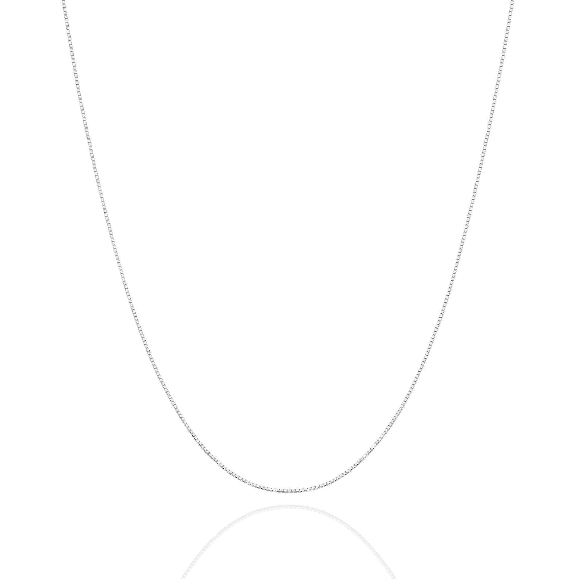 White Gold 0.60mm Box Chain - FRONT