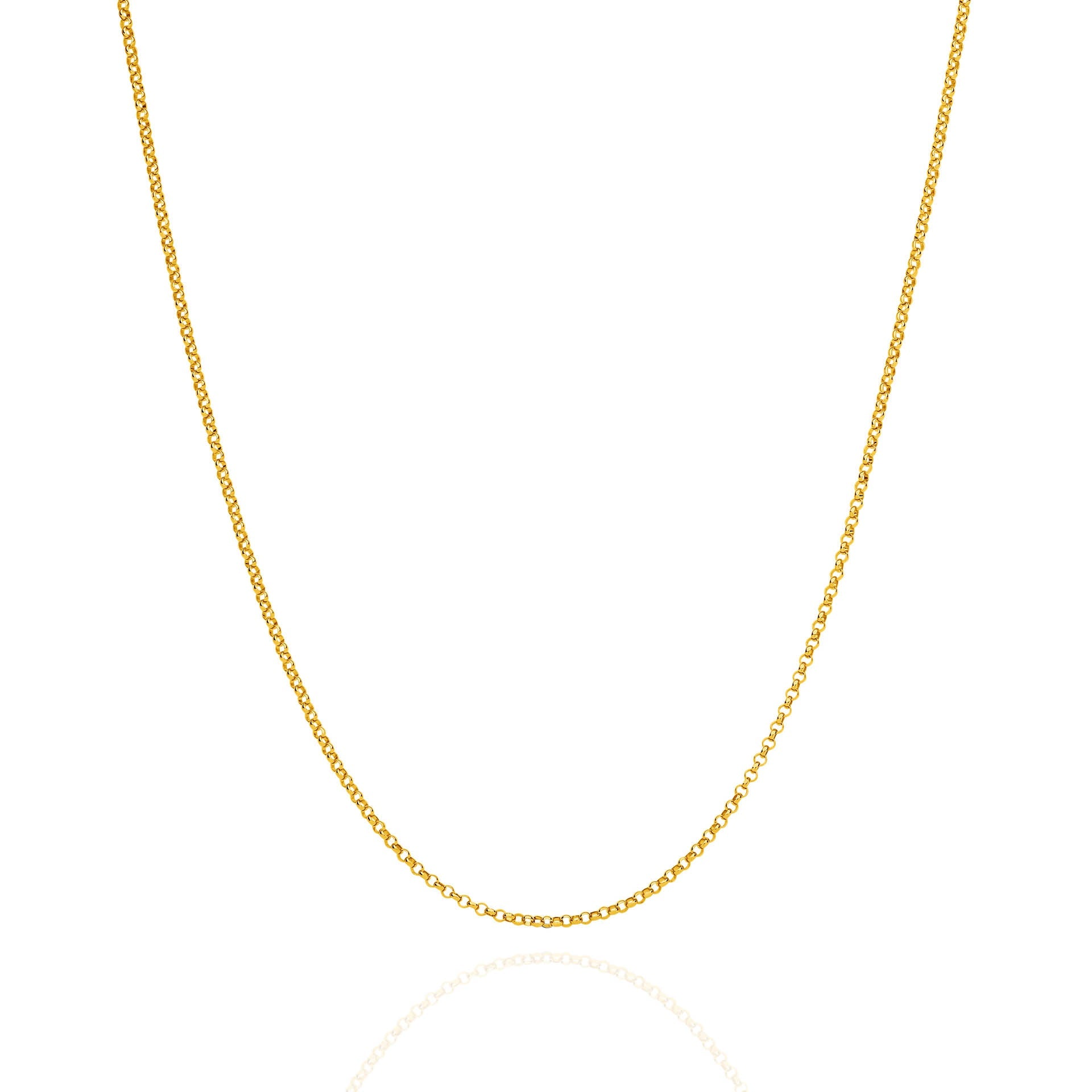 Yellow Gold 1.30mm Belcher Chain - FRONT