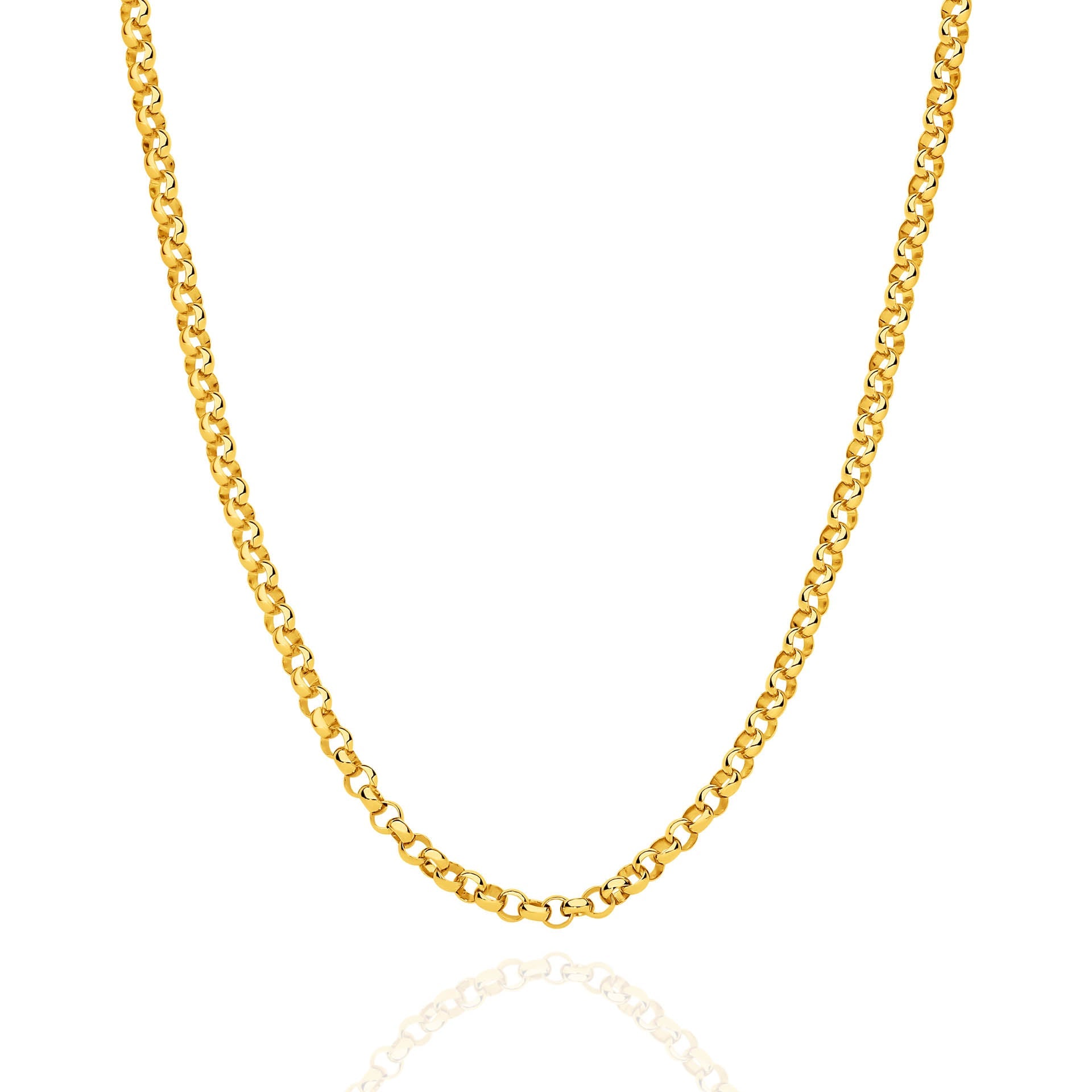 Yellow Gold 3.34mm Belcher Chain - FRONT