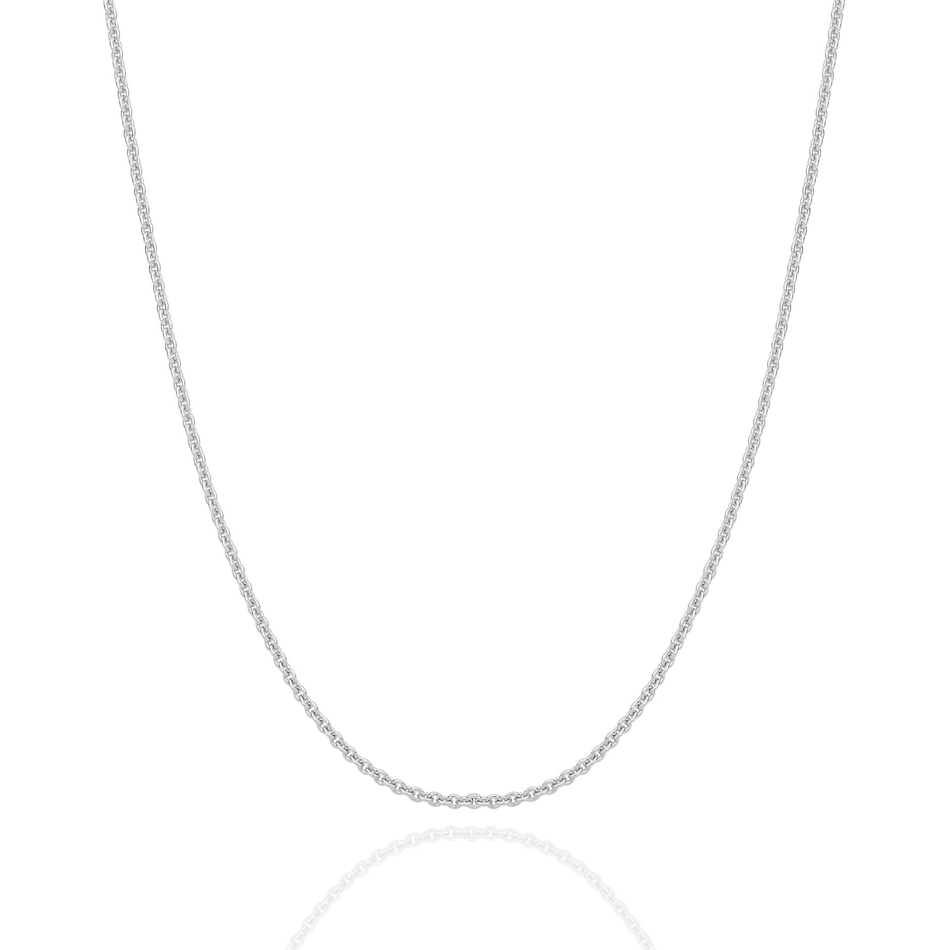 White Gold 1.58mm Cable Chain - FRONT