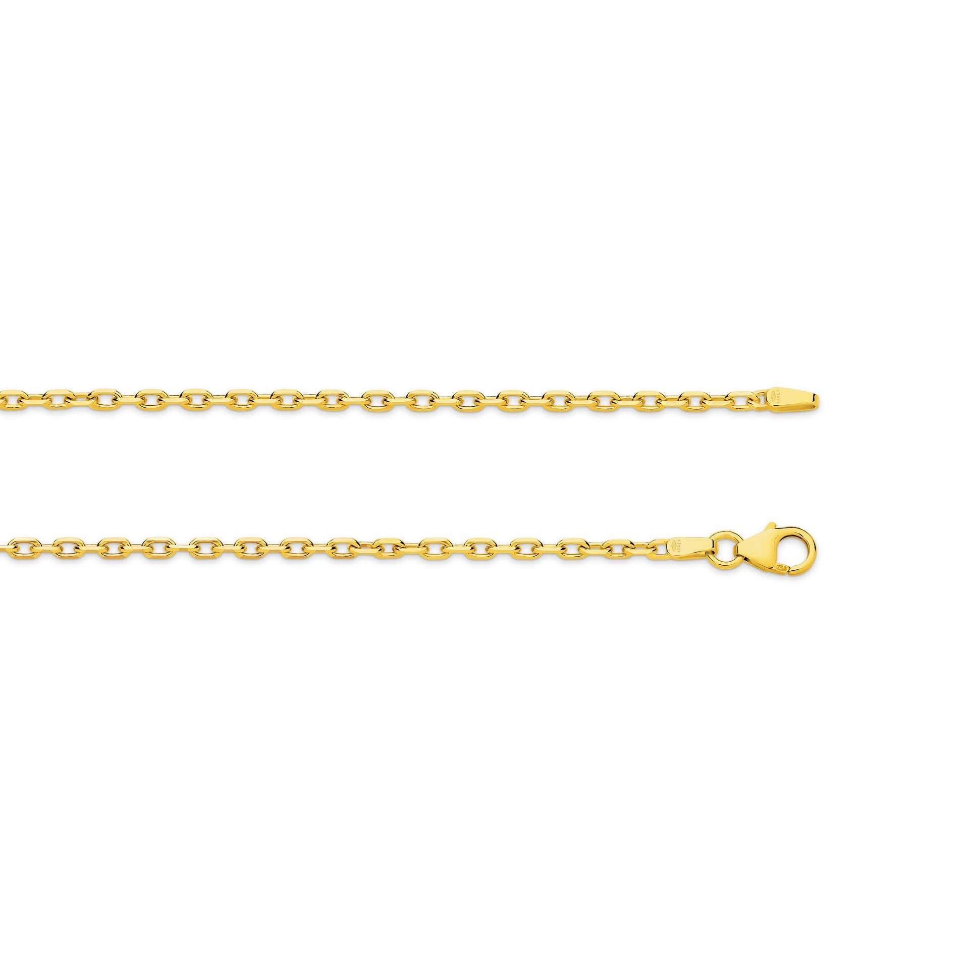 Yellow Gold 2.20mm Diamond Cut Anchor Chain - TOP