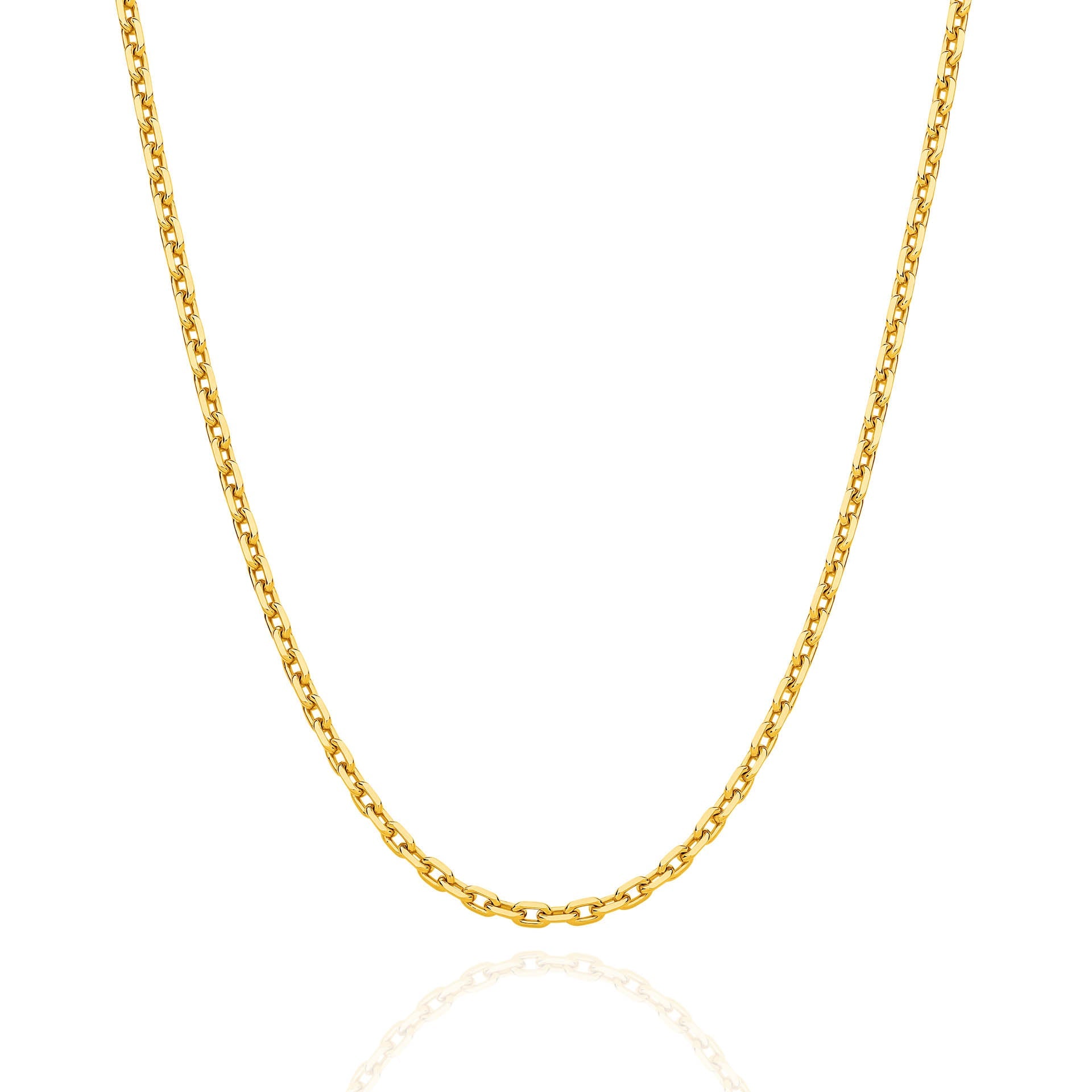Yellow Gold 2.54mm Diamond Cut Anchor Chain - FRONT