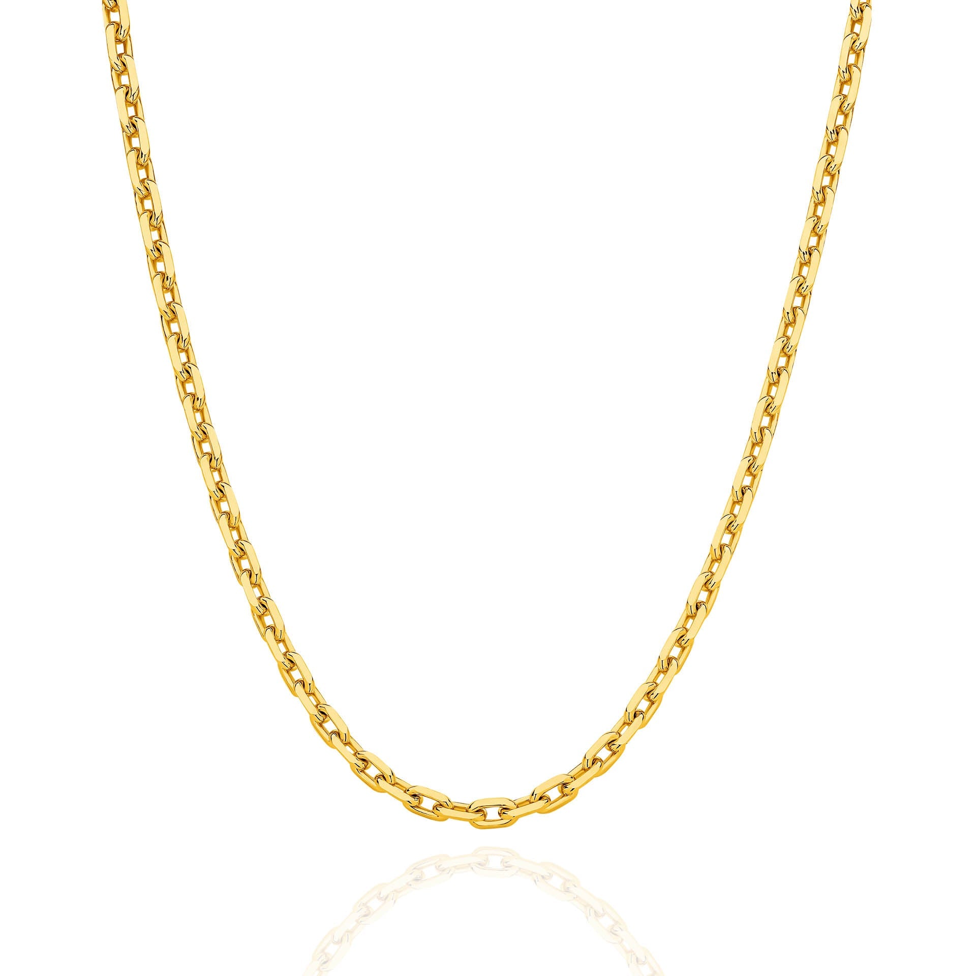 Yellow Gold 3.02mm Diamond Cut Anchor Chain - FRONT