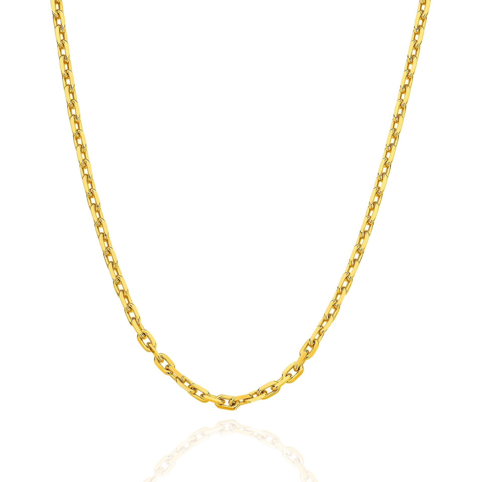Yellow Gold 3.60mm Diamond Cut Anchor Chain - FRONT
