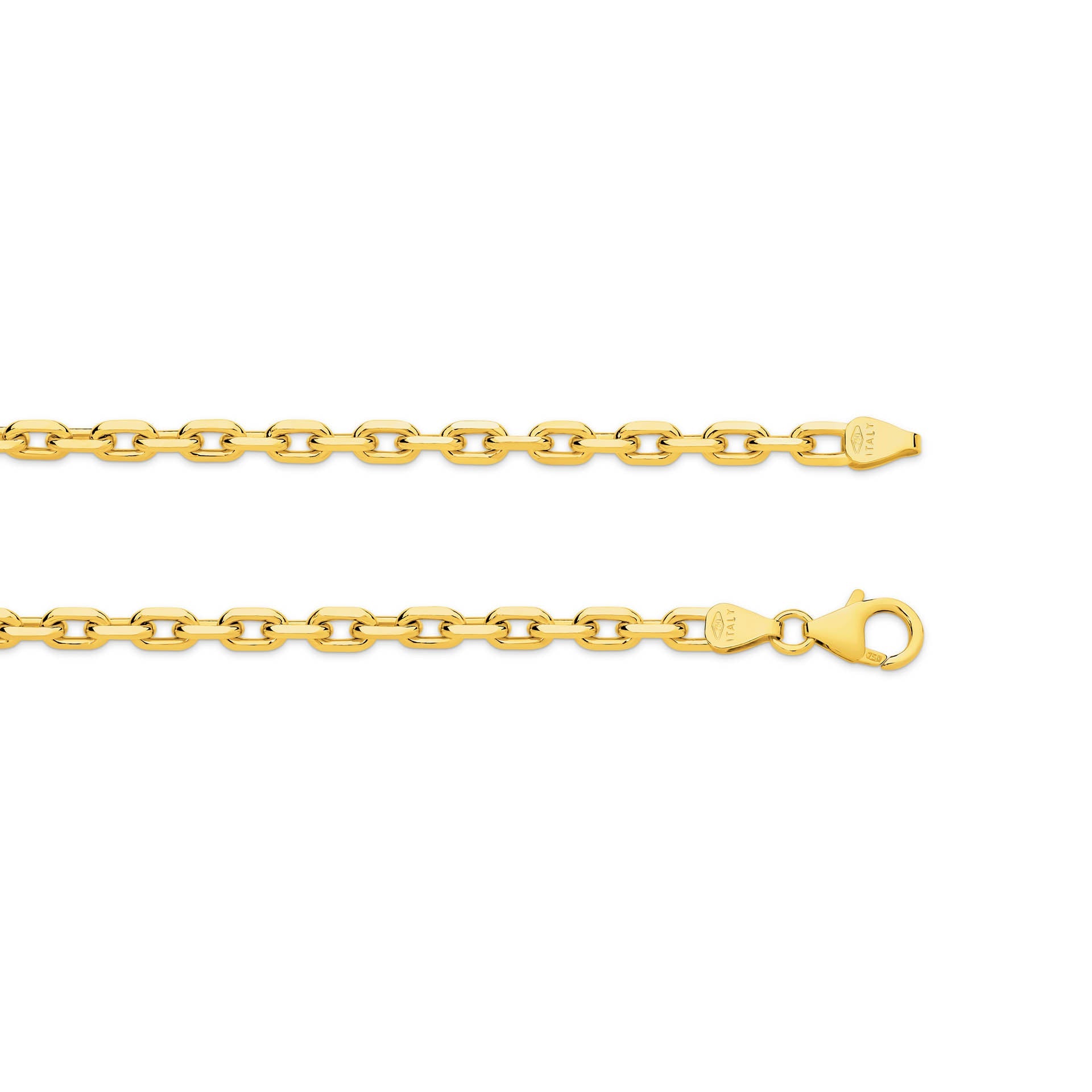Yellow Gold 3.60mm Diamond Cut Anchor Chain - TOP