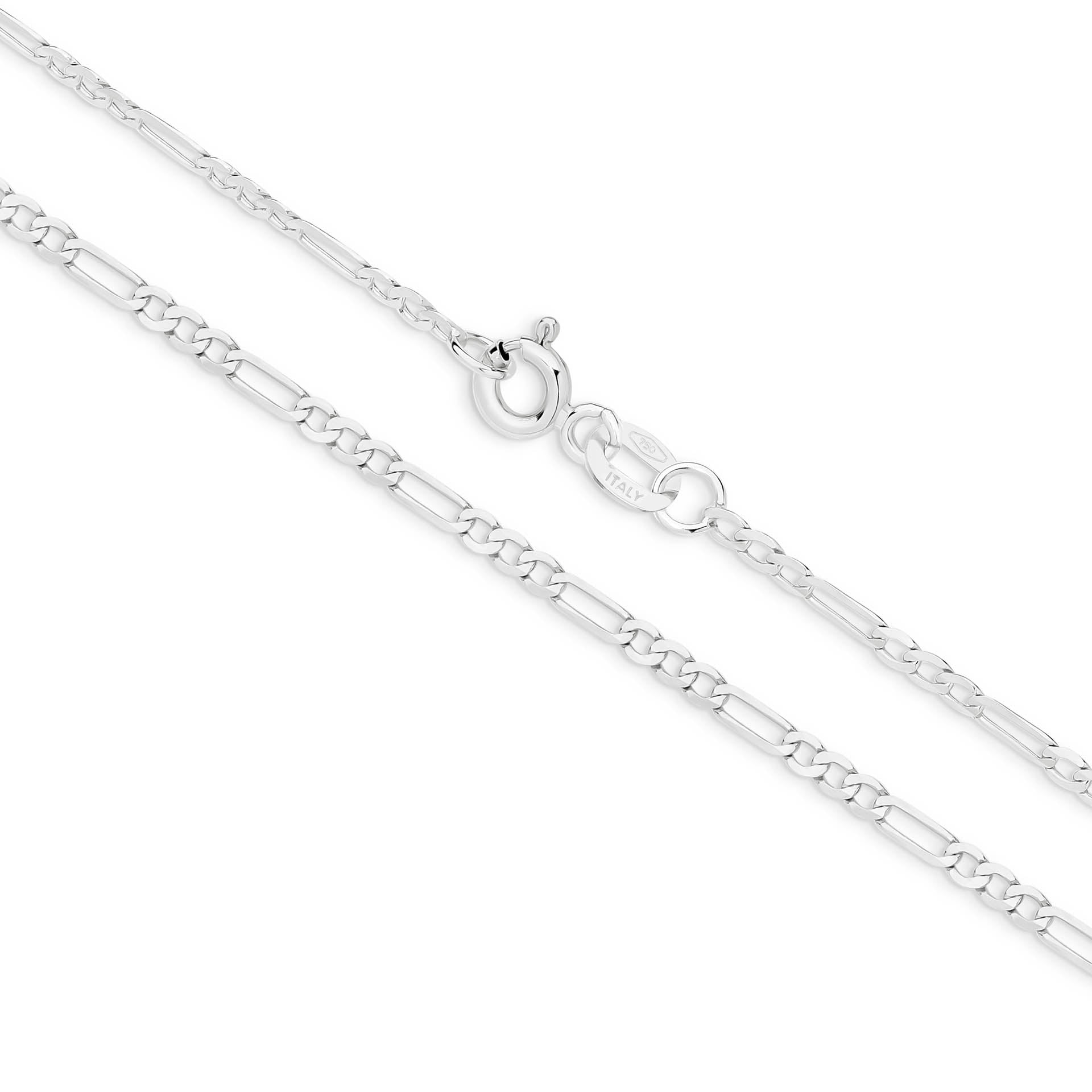 White Gold 1.92mm Flat Diamond Cut Figaro 1+3 Chain - MAIN