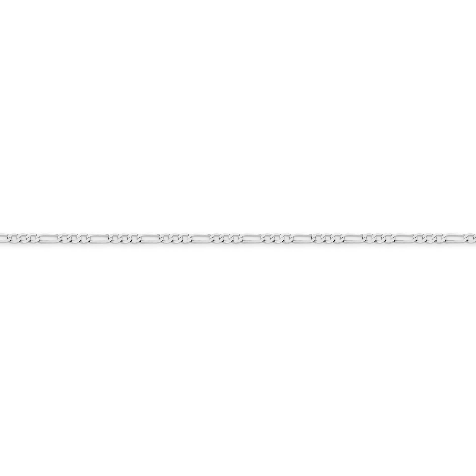 White Gold 1.92mm Flat Diamond Cut Figaro 1+3 Chain - SIDE