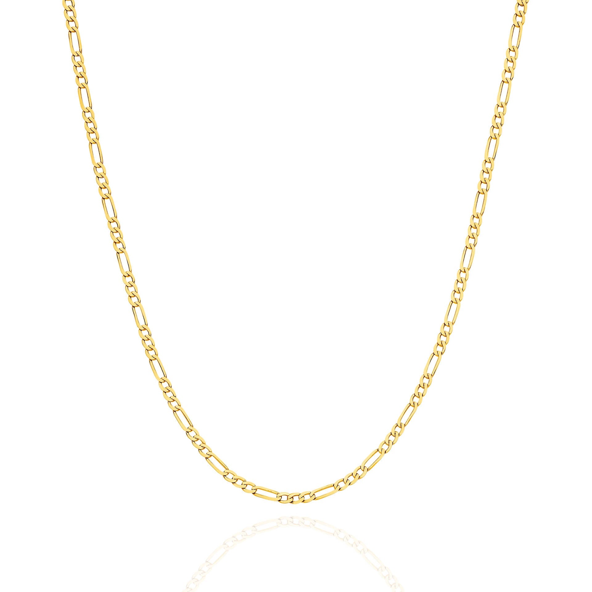 Yellow Gold 1.92mm Flat Diamond Cut Figaro 1+3 Chain - FRONT