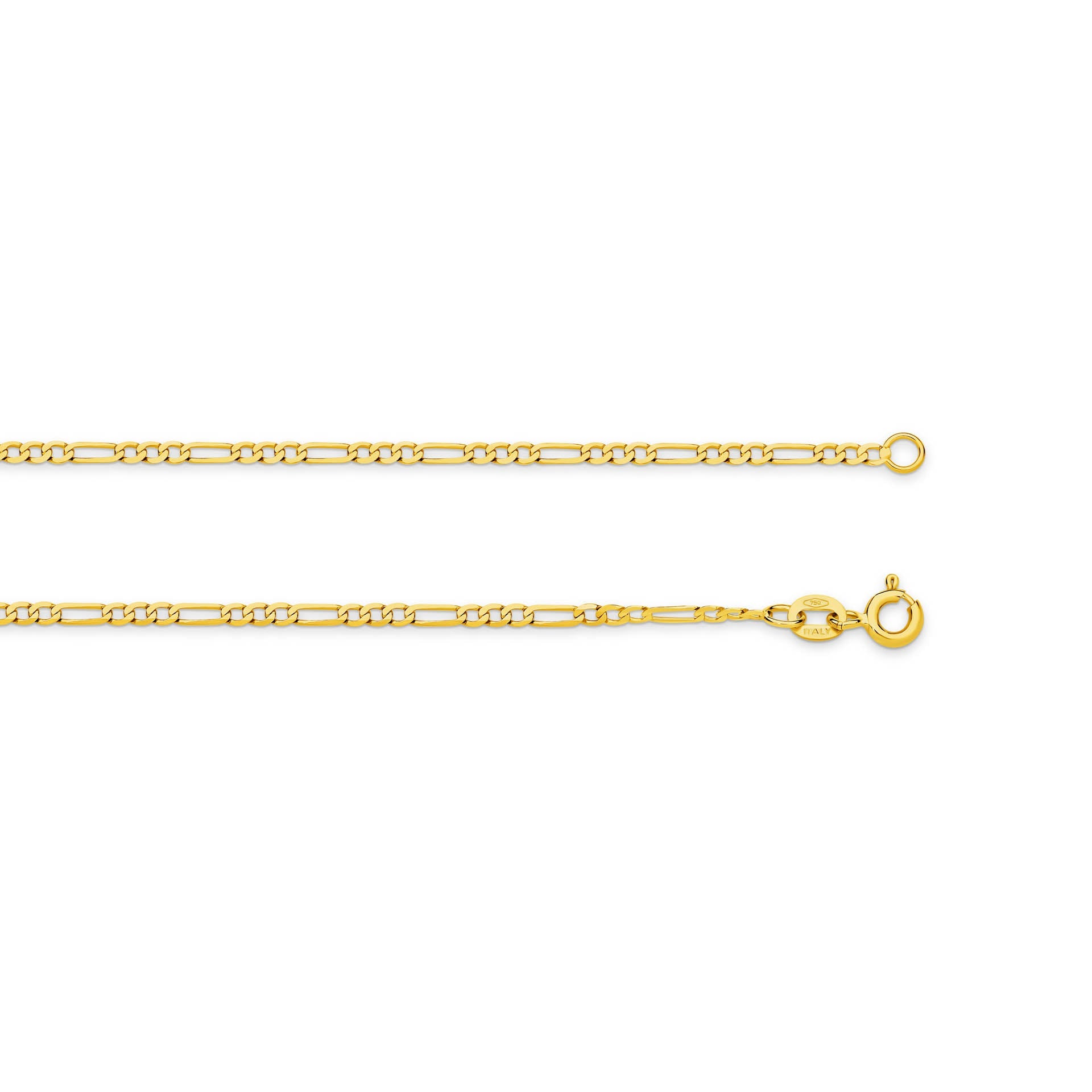 Yellow Gold 1.92mm Flat Diamond Cut Figaro 1+3 Chain - TOP