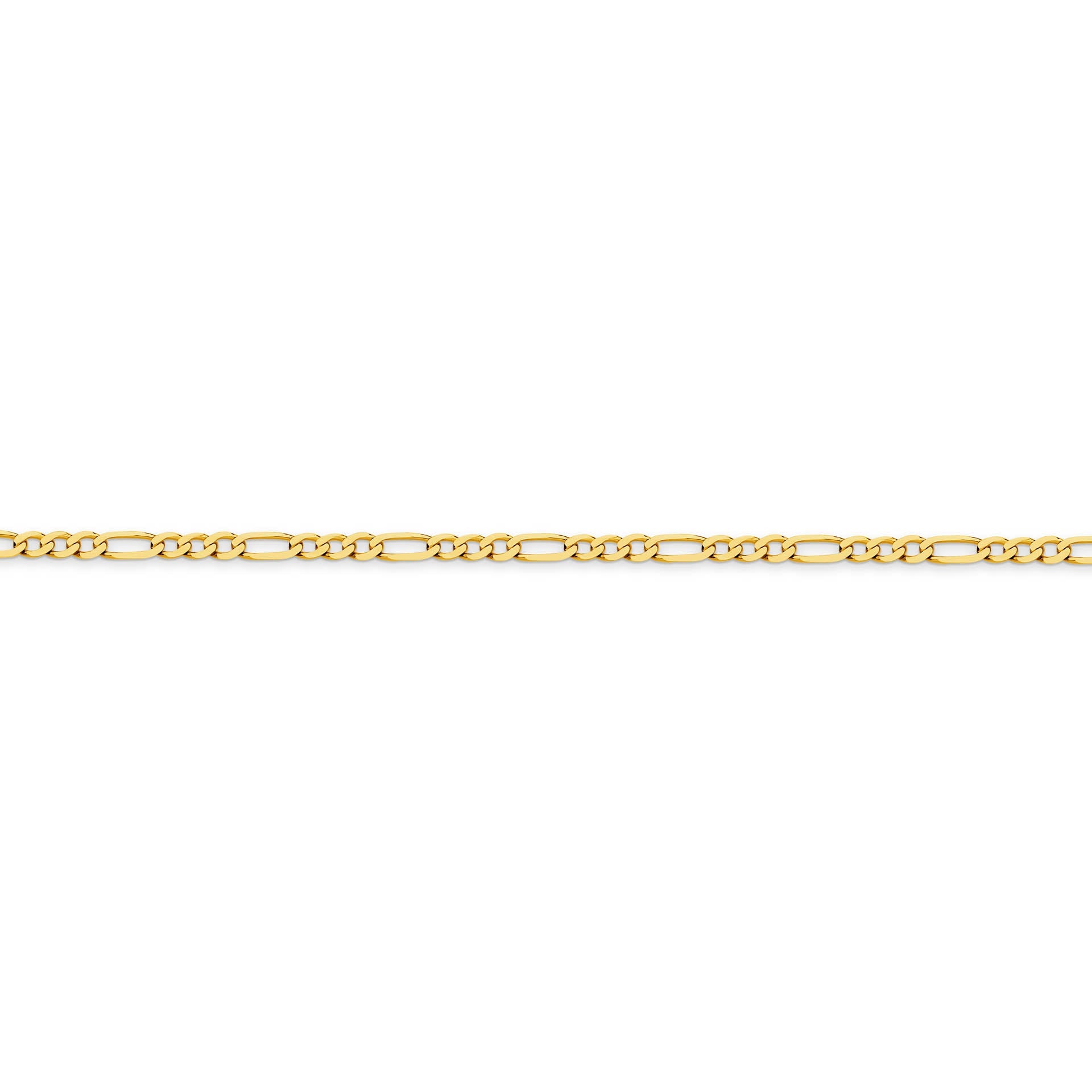 Yellow Gold 2.4mm Flat Diamond Cut Figaro 1+3 Chain - SIDE