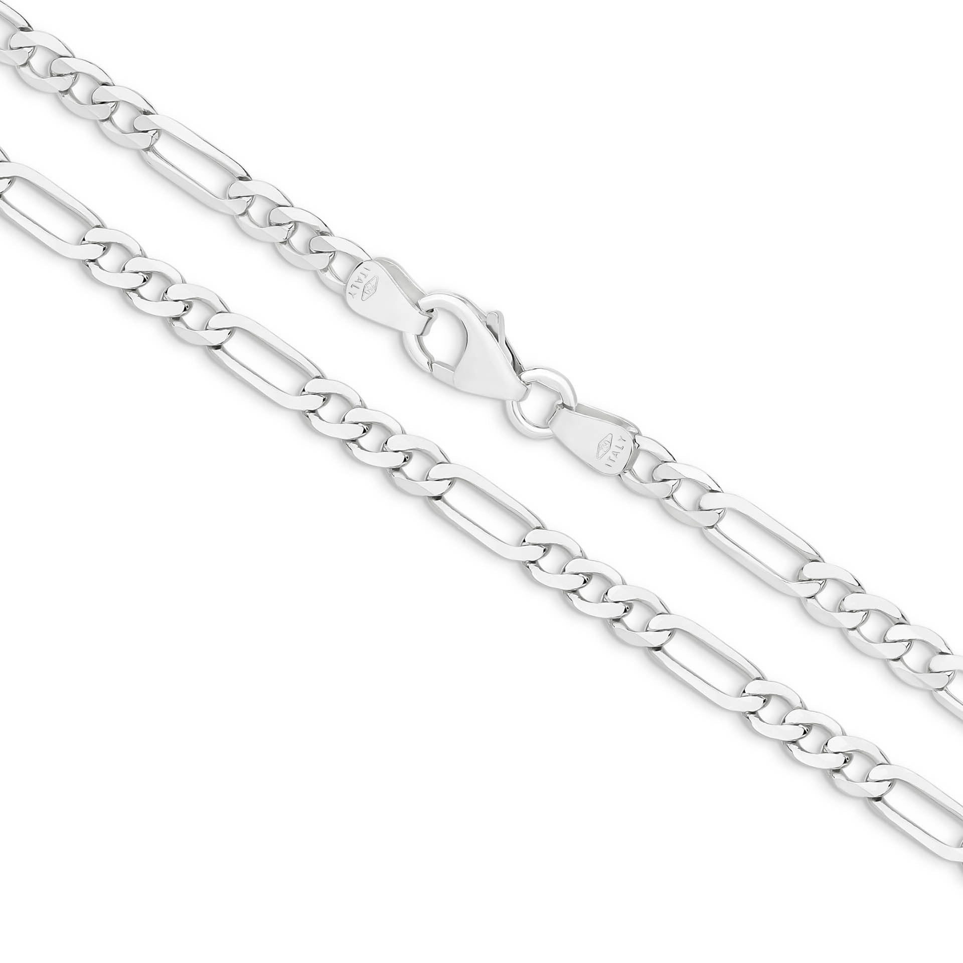 White Gold 3.06mm Flat Diamond Cut Figaro 1+3 Chain - MAIN