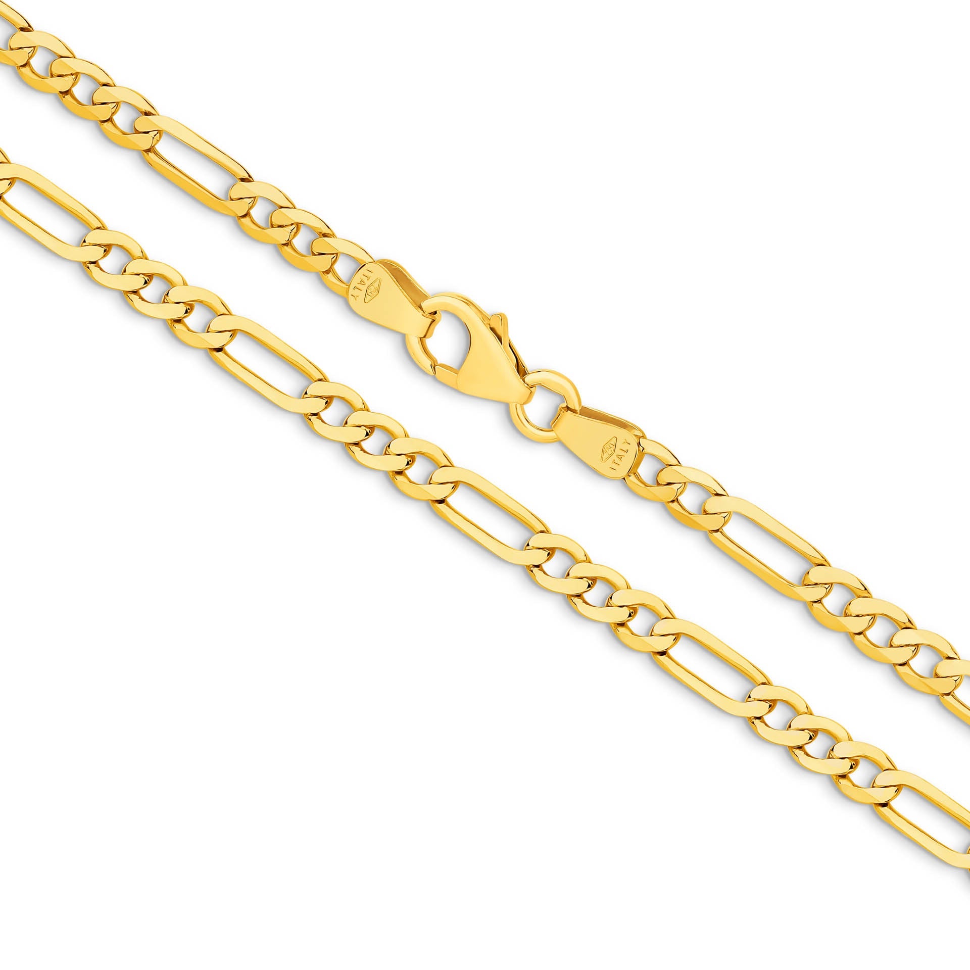 Yellow Gold 3.06mm Flat Diamond Cut Figaro 1+3 Chain - MAIN