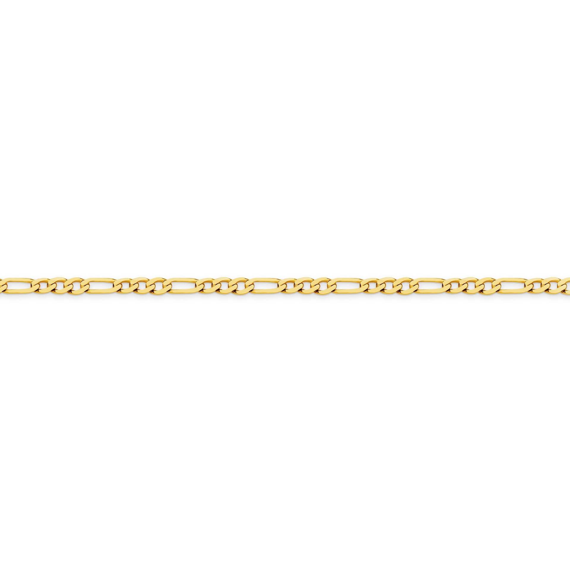 Yellow Gold 3.06mm Flat Diamond Cut Figaro 1+3 Chain - SIDE