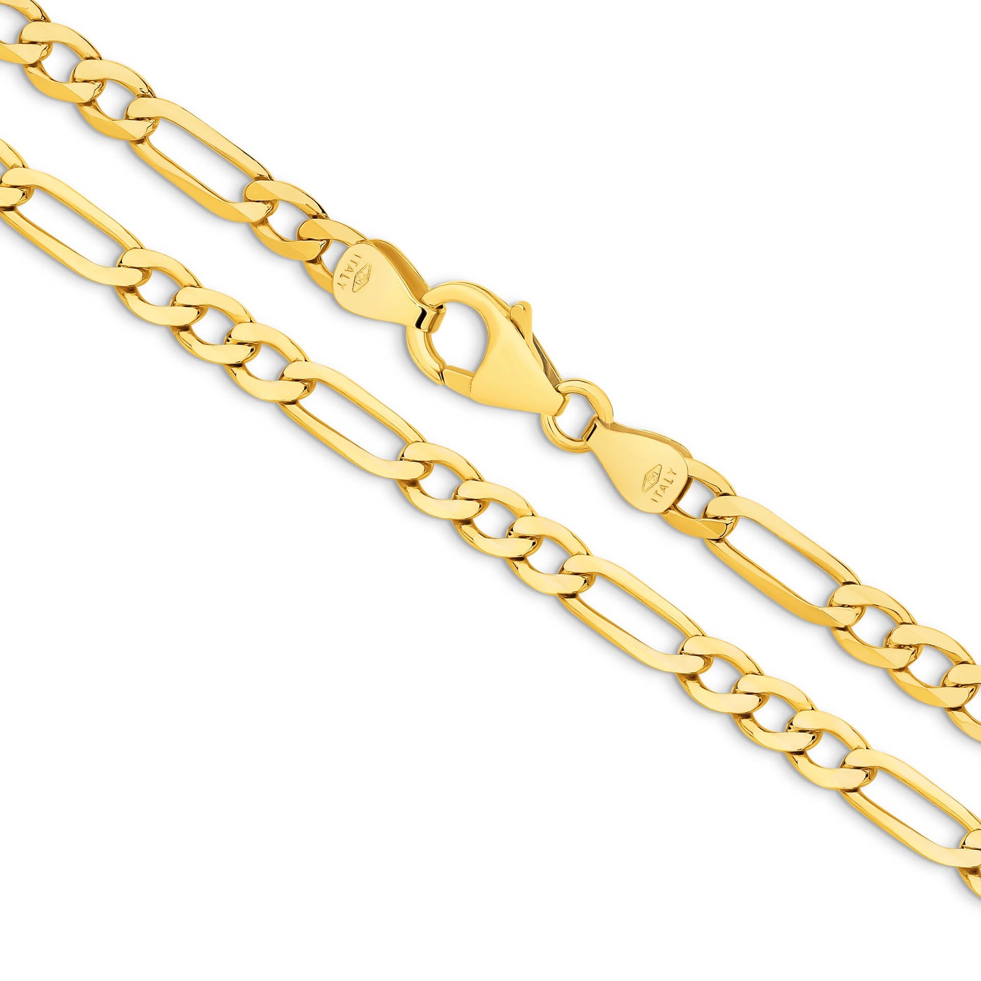 Yellow Gold 3.95mm Flat Diamond Cut Figaro 1+3 Chain - MAIN