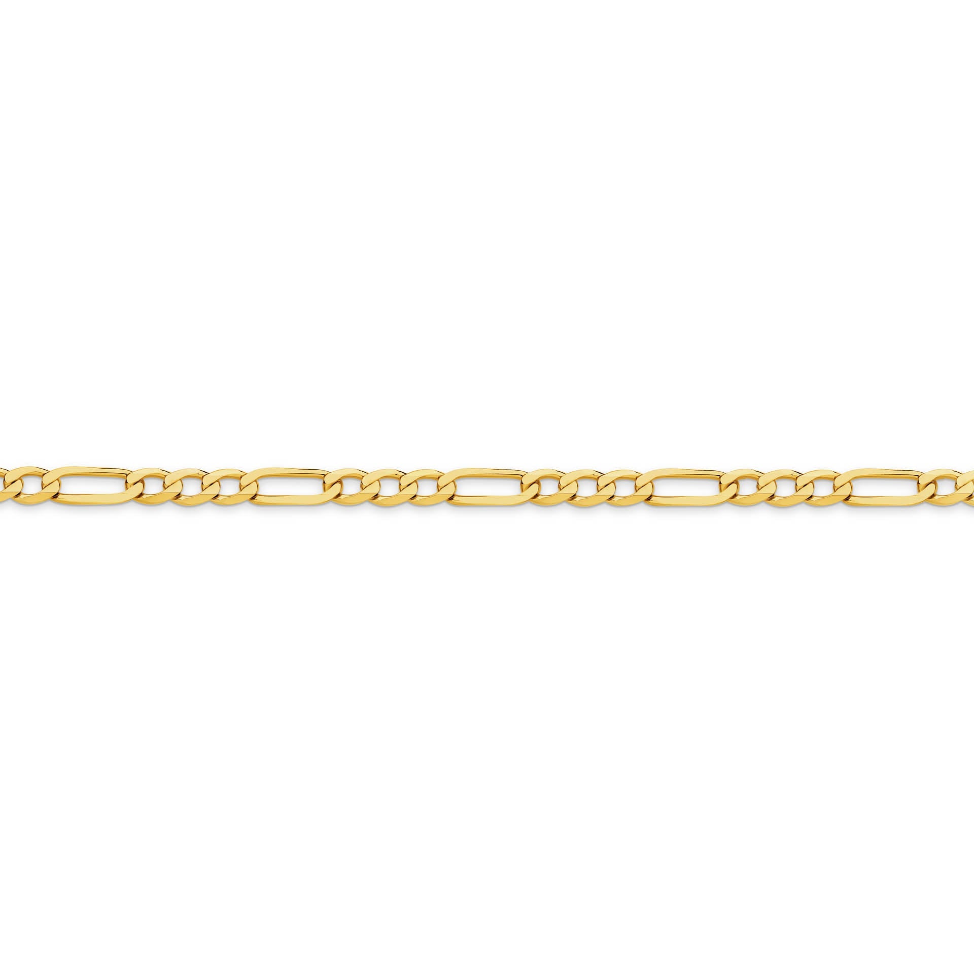 Yellow Gold 3.95mm Flat Diamond Cut Figaro 1+3 Chain - SIDE