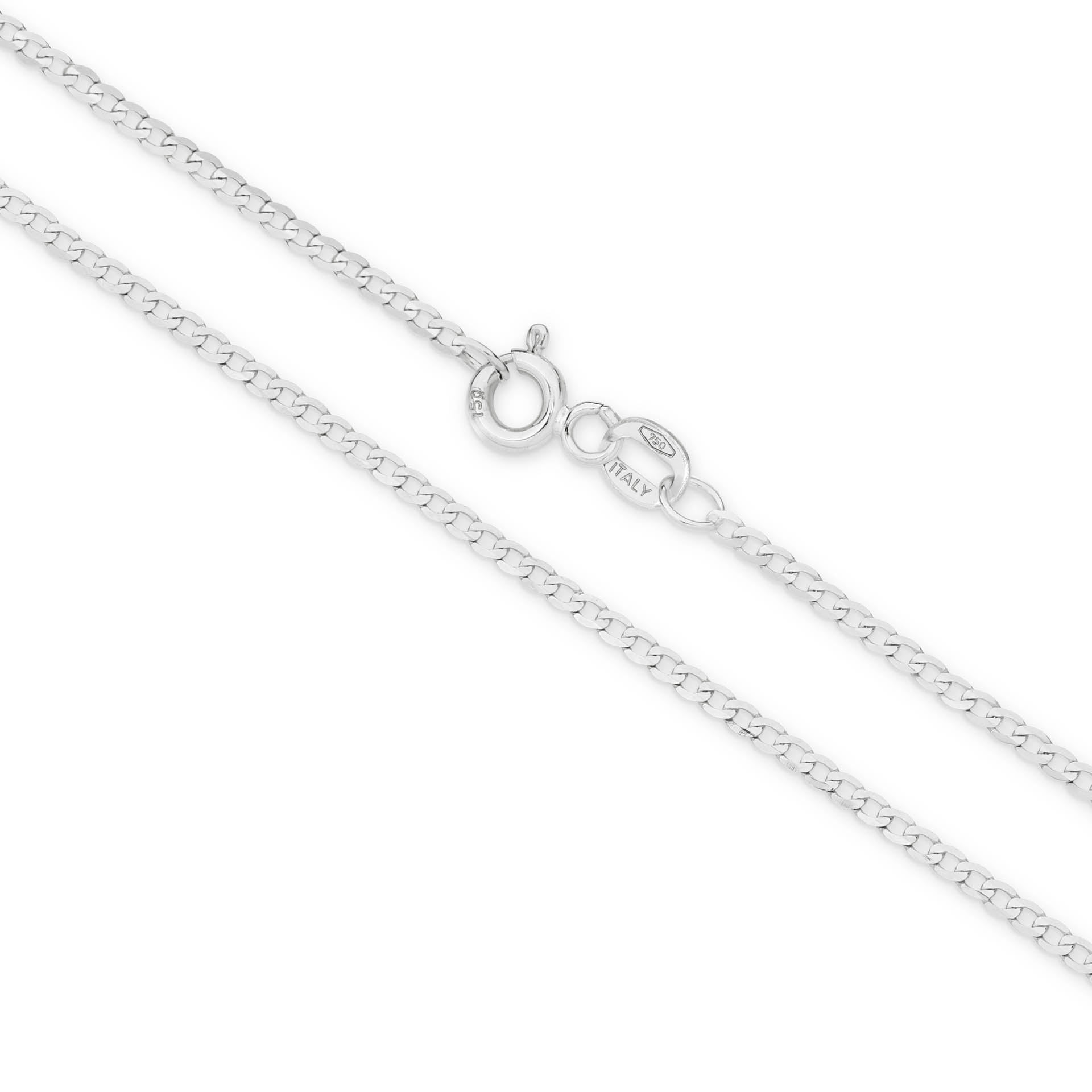 White Gold 1.54mm Flat Curb Chain - MAIN