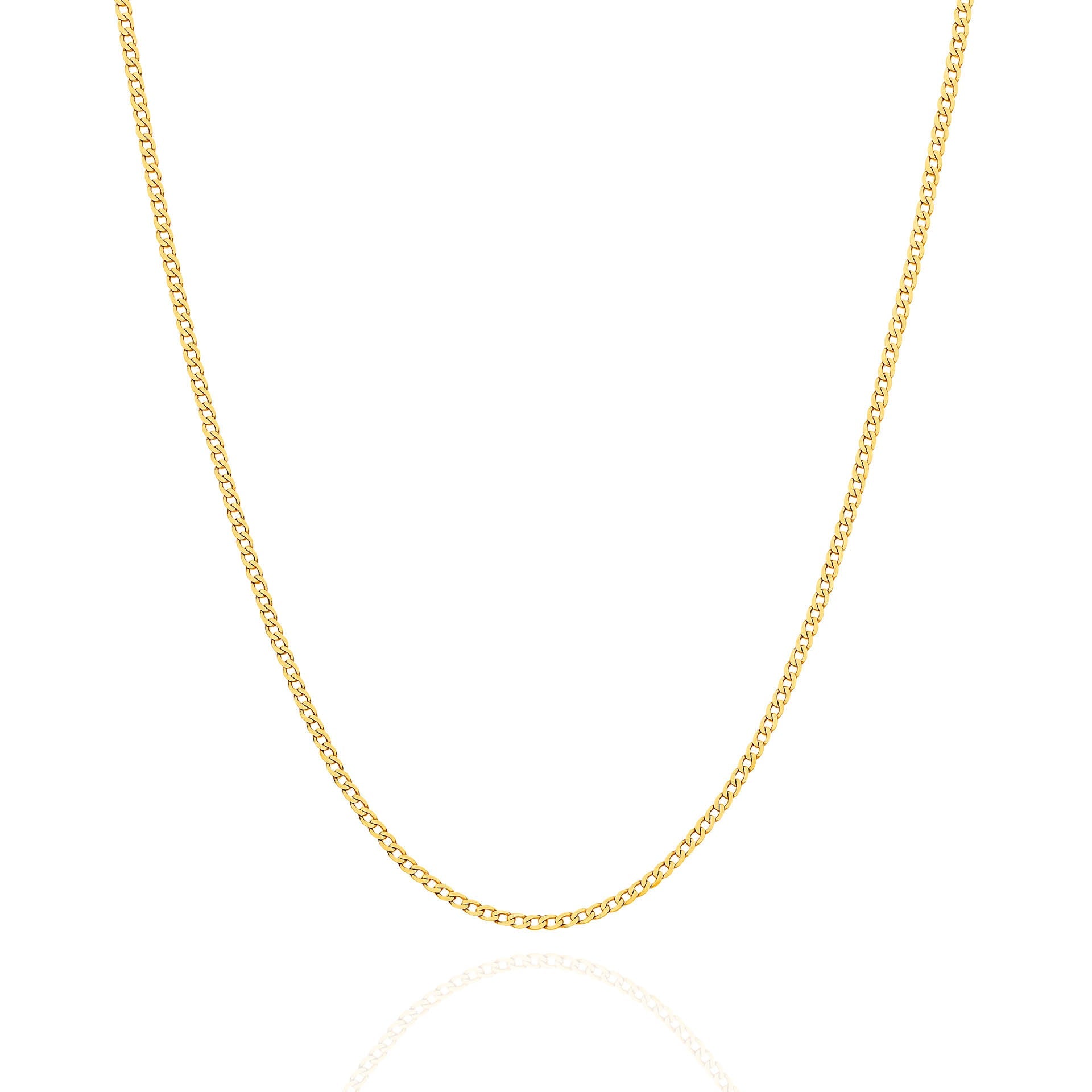 Yellow Gold 1.54mm Flat Curb Chain - FRONT