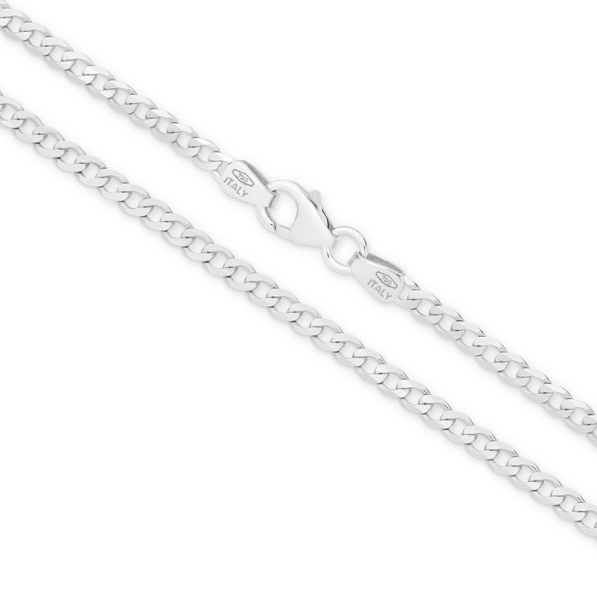 White Gold 2.4mm Flat Curb Chain - MAIN