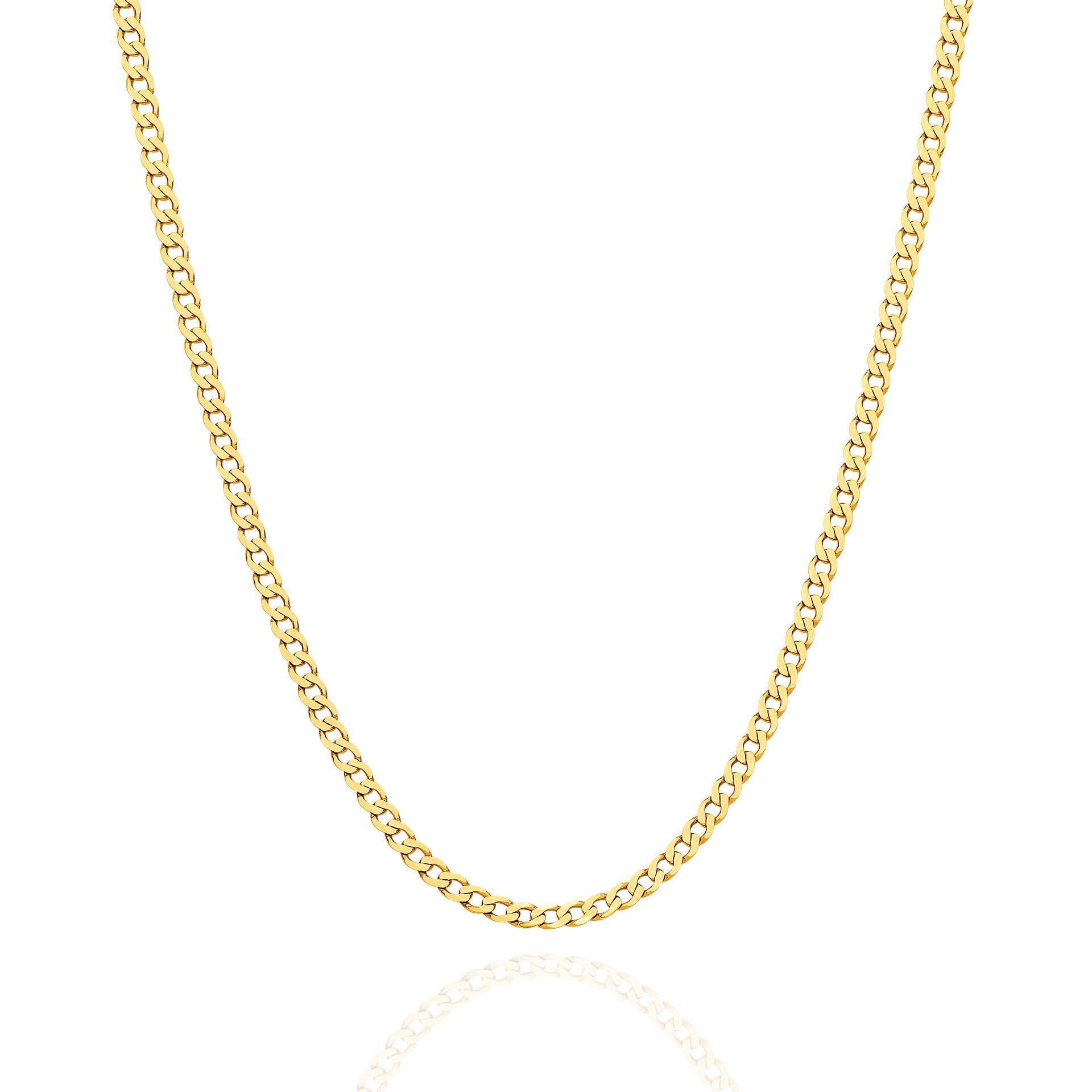 Yellow Gold 2.4mm Flat Curb Chain - FRONT
