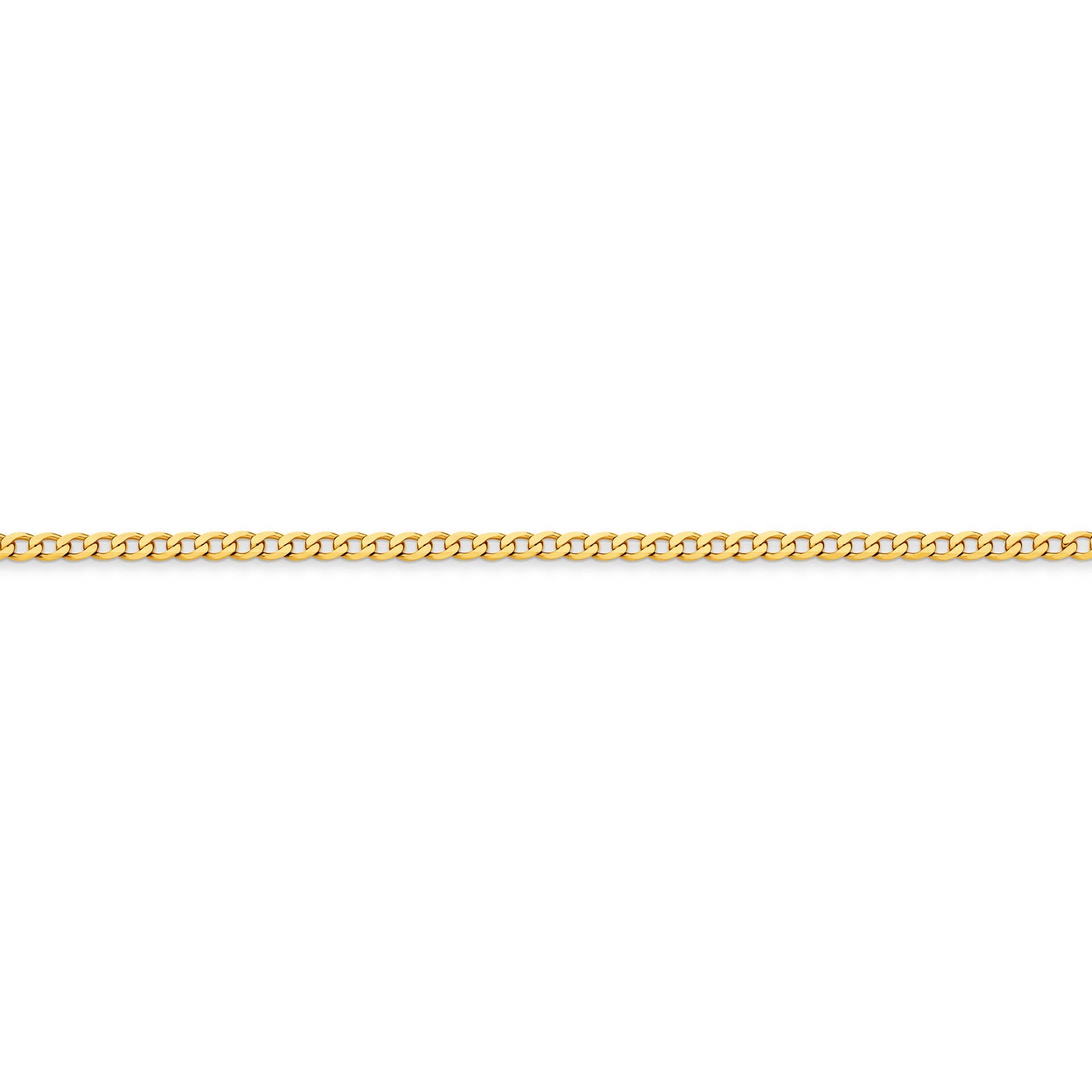 Yellow Gold 2.4mm Flat Curb Chain - SIDE