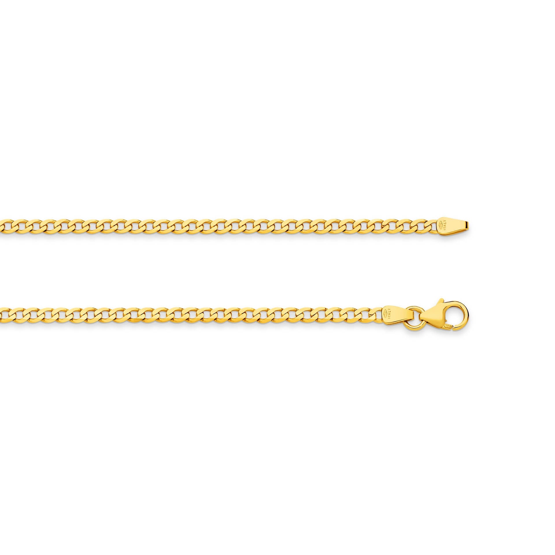 Yellow Gold 2.4mm Flat Curb Chain - TOP