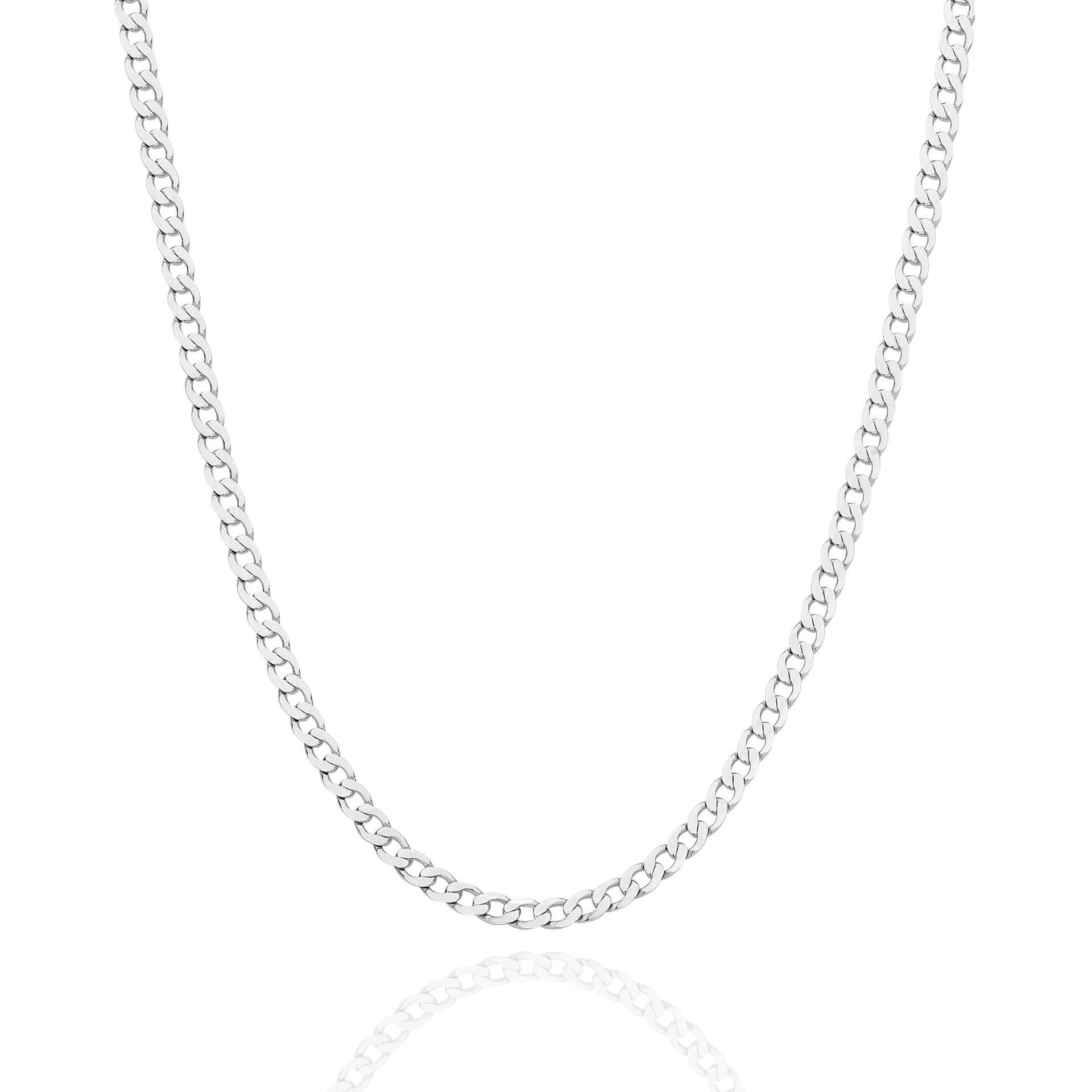 White Gold 3.06mm Flat Curb Chain - FRONT