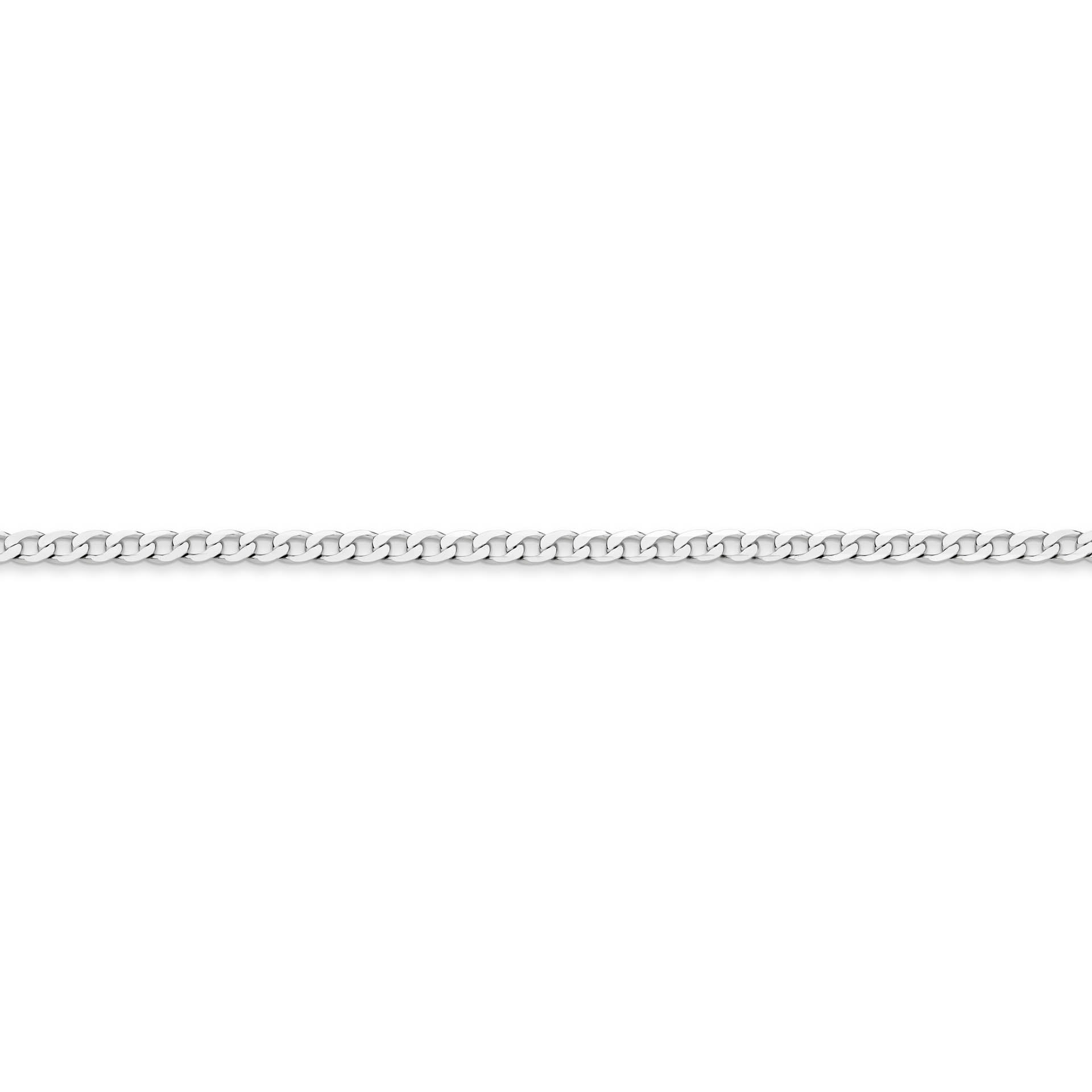 White Gold 3.06mm Flat Curb Chain - SIDE