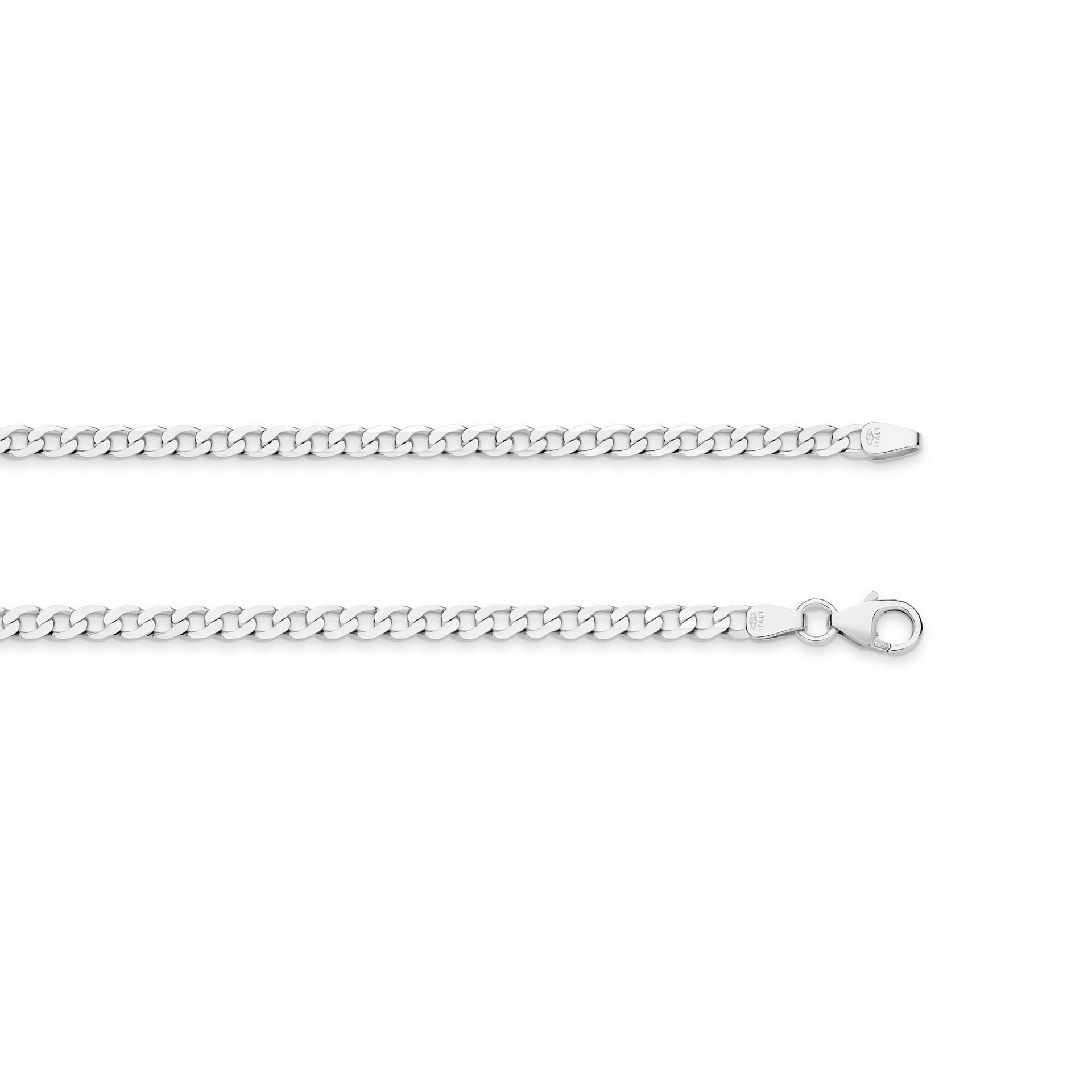 White Gold 3.06mm Flat Curb Chain - TOP