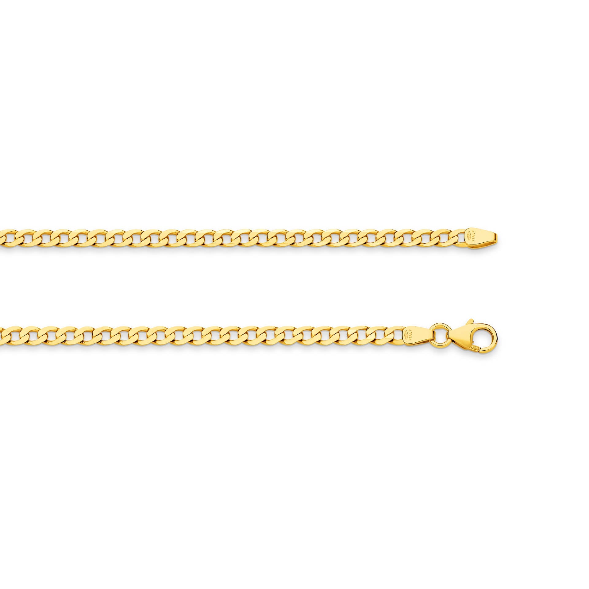 Yellow Gold 3.06mm Flat Curb Chain - TOP