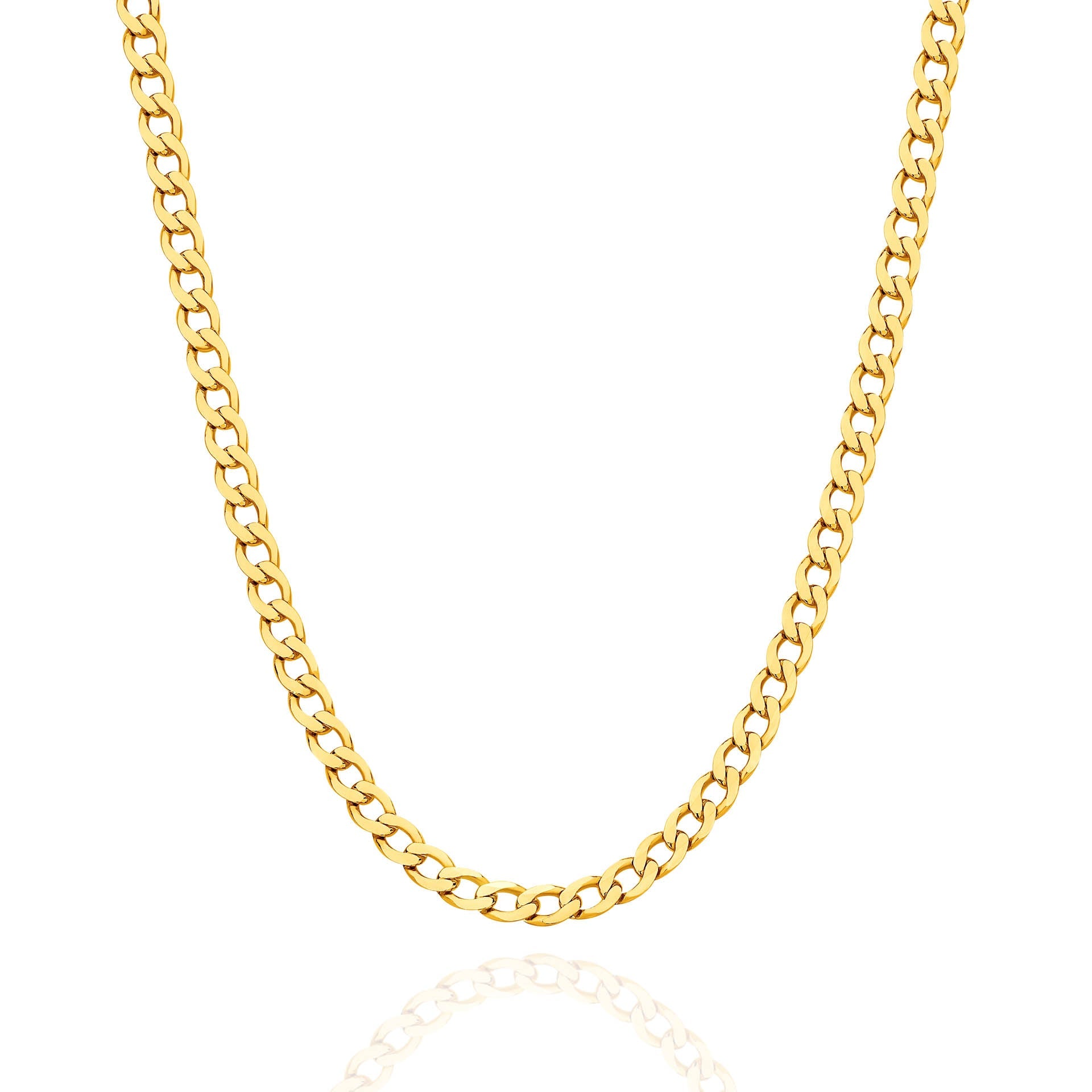 Yellow Gold 3.95mm Flat Curb Chain - FRONT