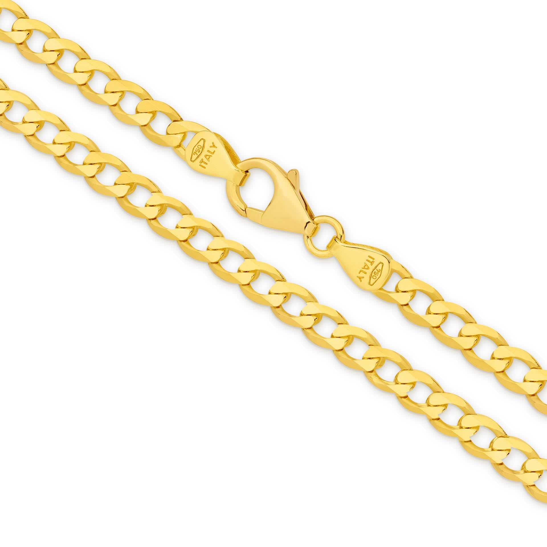 Yellow Gold 3.95mm Flat Curb Chain - MAIN