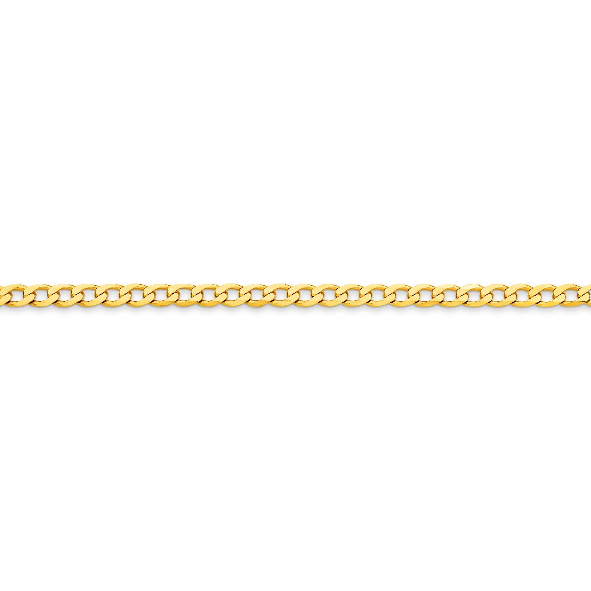 Yellow Gold 3.95mm Flat Curb Chain - SIDE