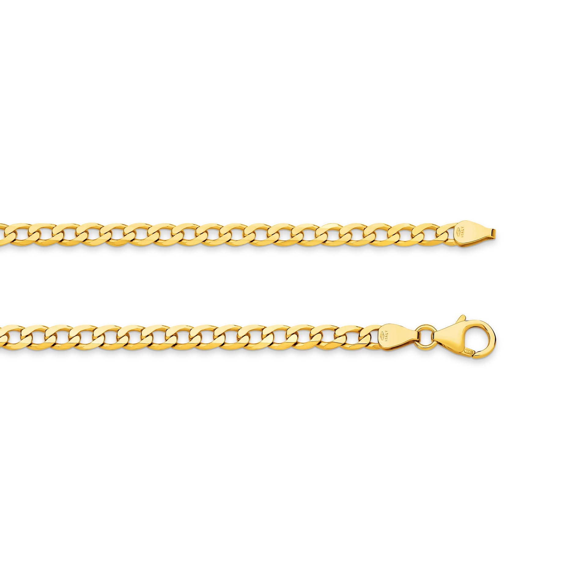 Yellow Gold 3.95mm Flat Curb Chain - TOP