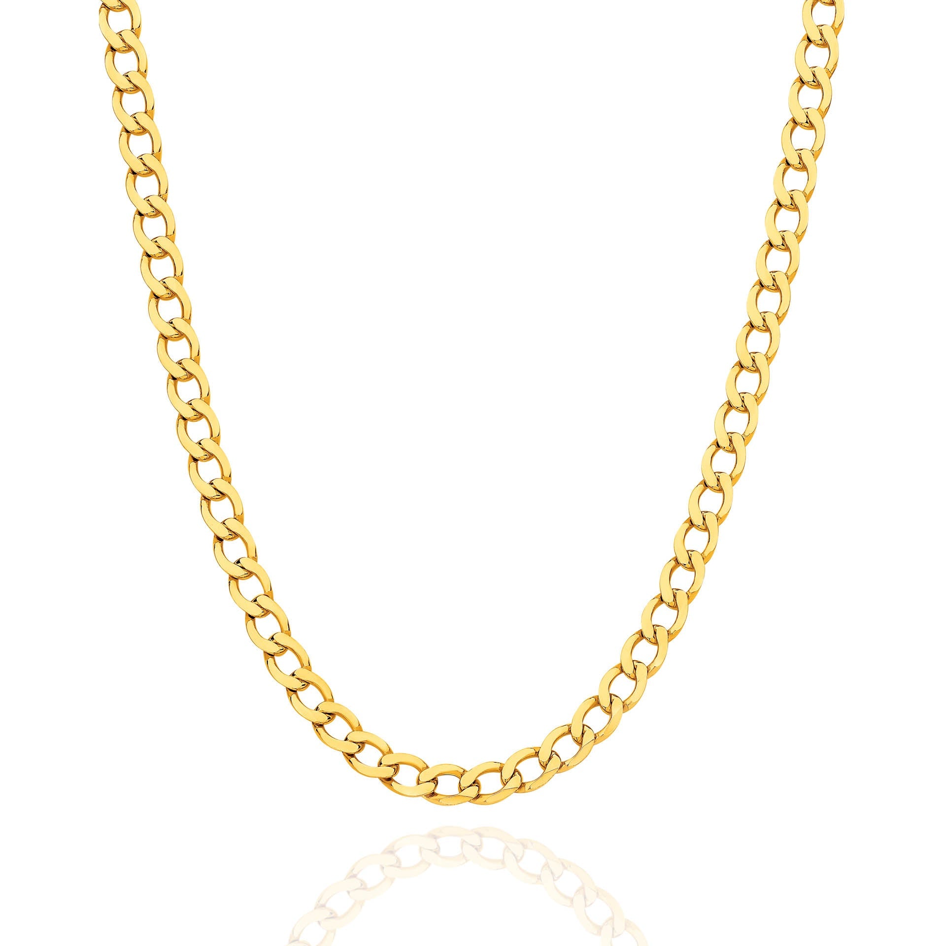 Yellow Gold 4.84mm Flat Curb Chain - FRONT