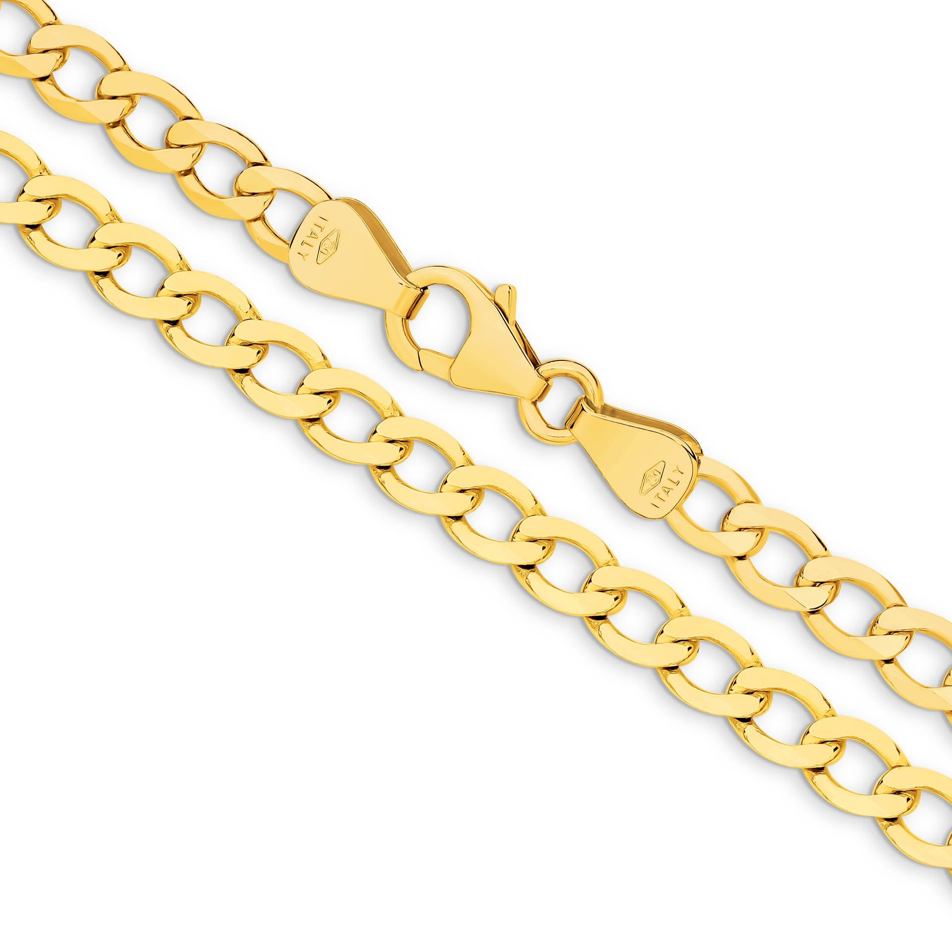 Flat Curb Solid Yellow Gold Chain