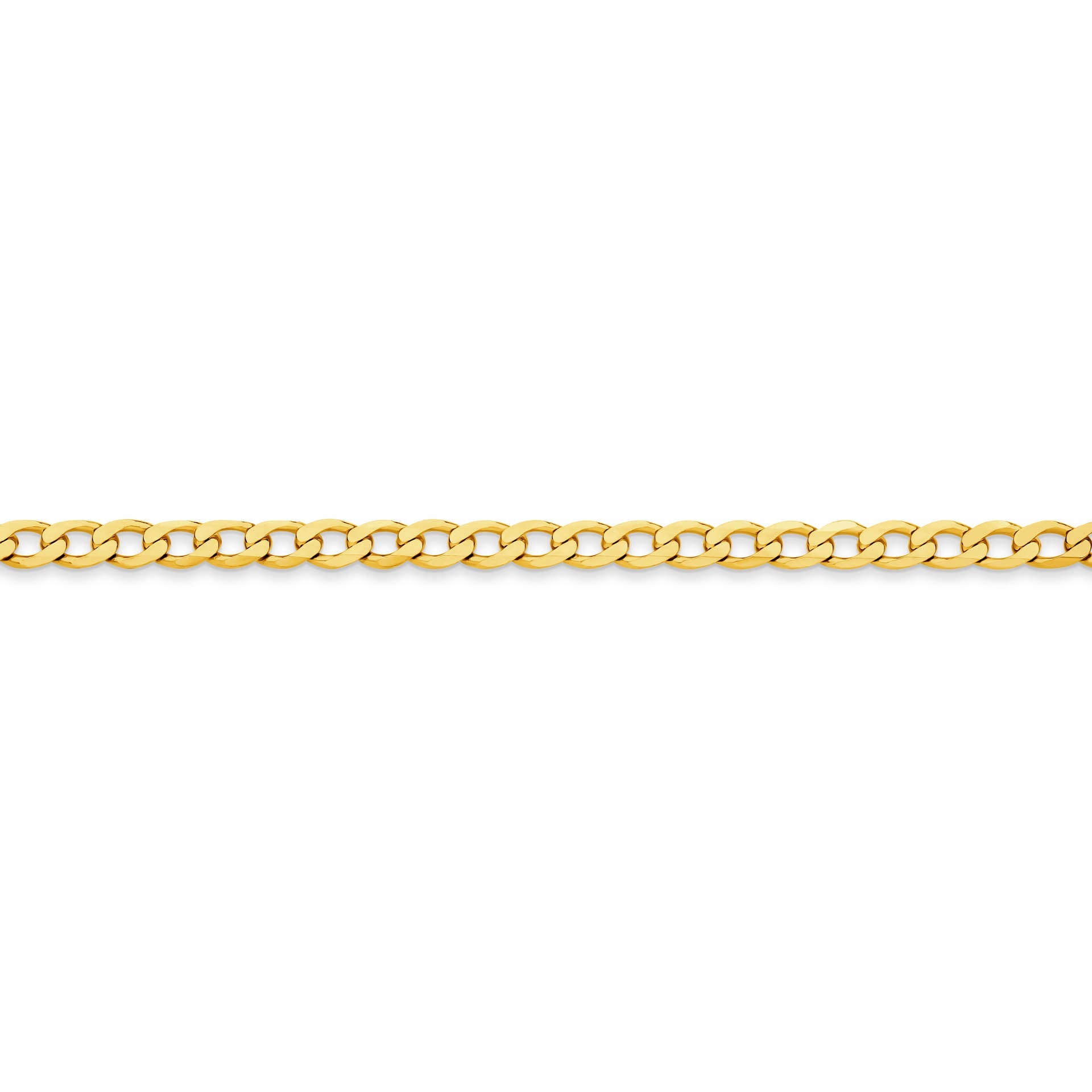 Yellow Gold 4.84mm Flat Curb Chain - SIDE