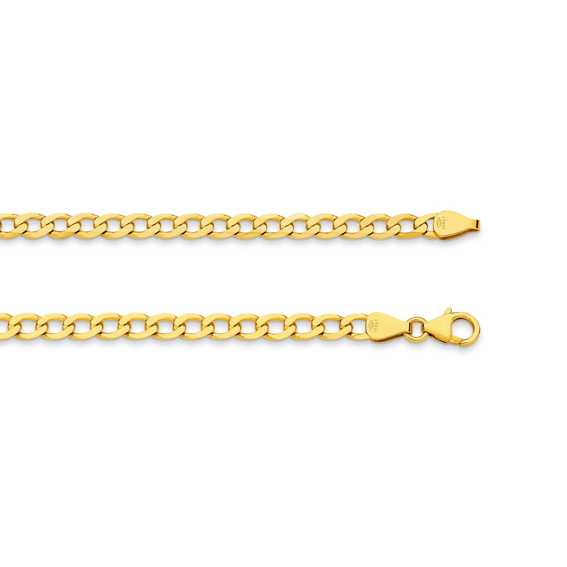 Yellow Gold 4.84mm Flat Curb Chain - TOP