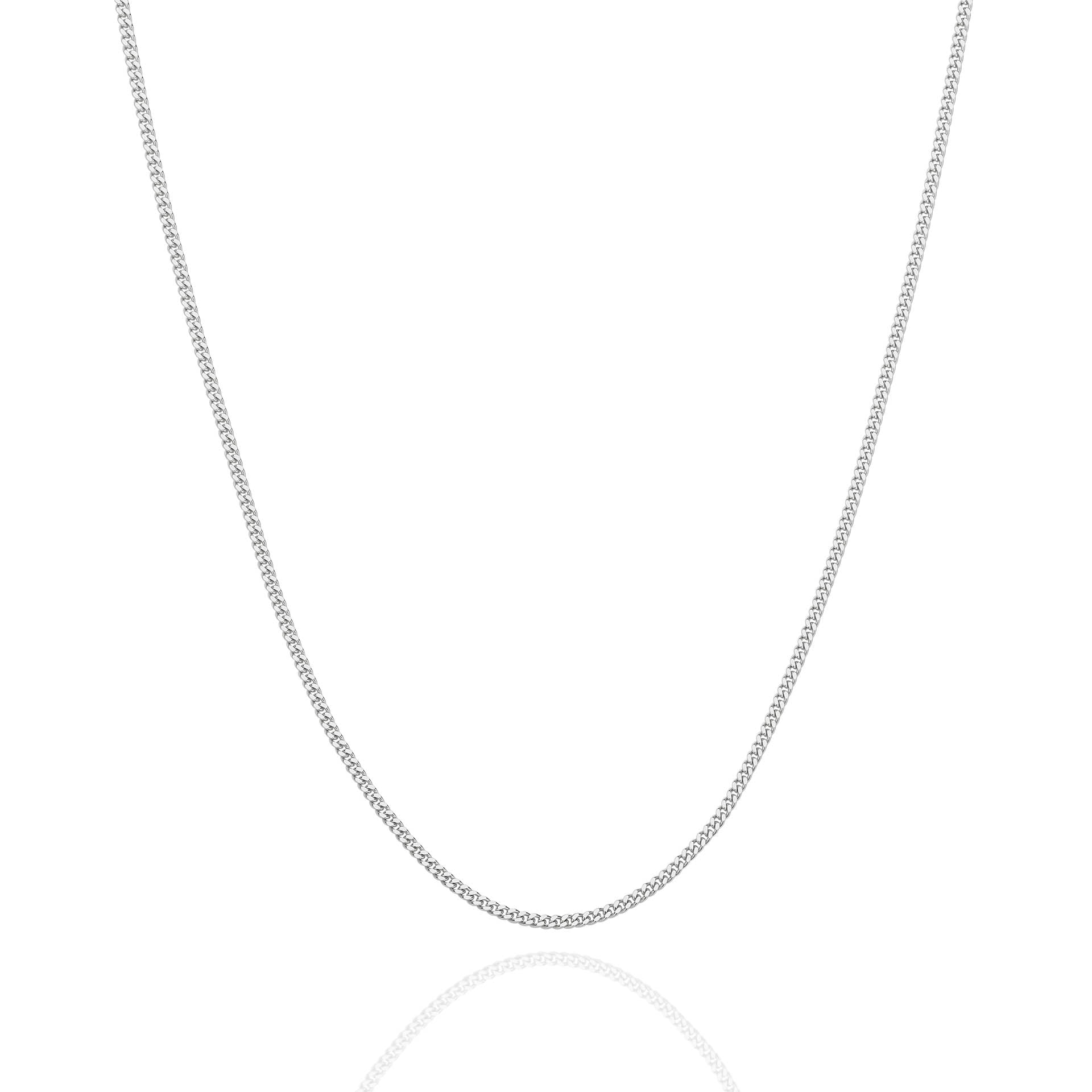 White Gold 1.4mm Diamond Cut Curb Chain - FRONT