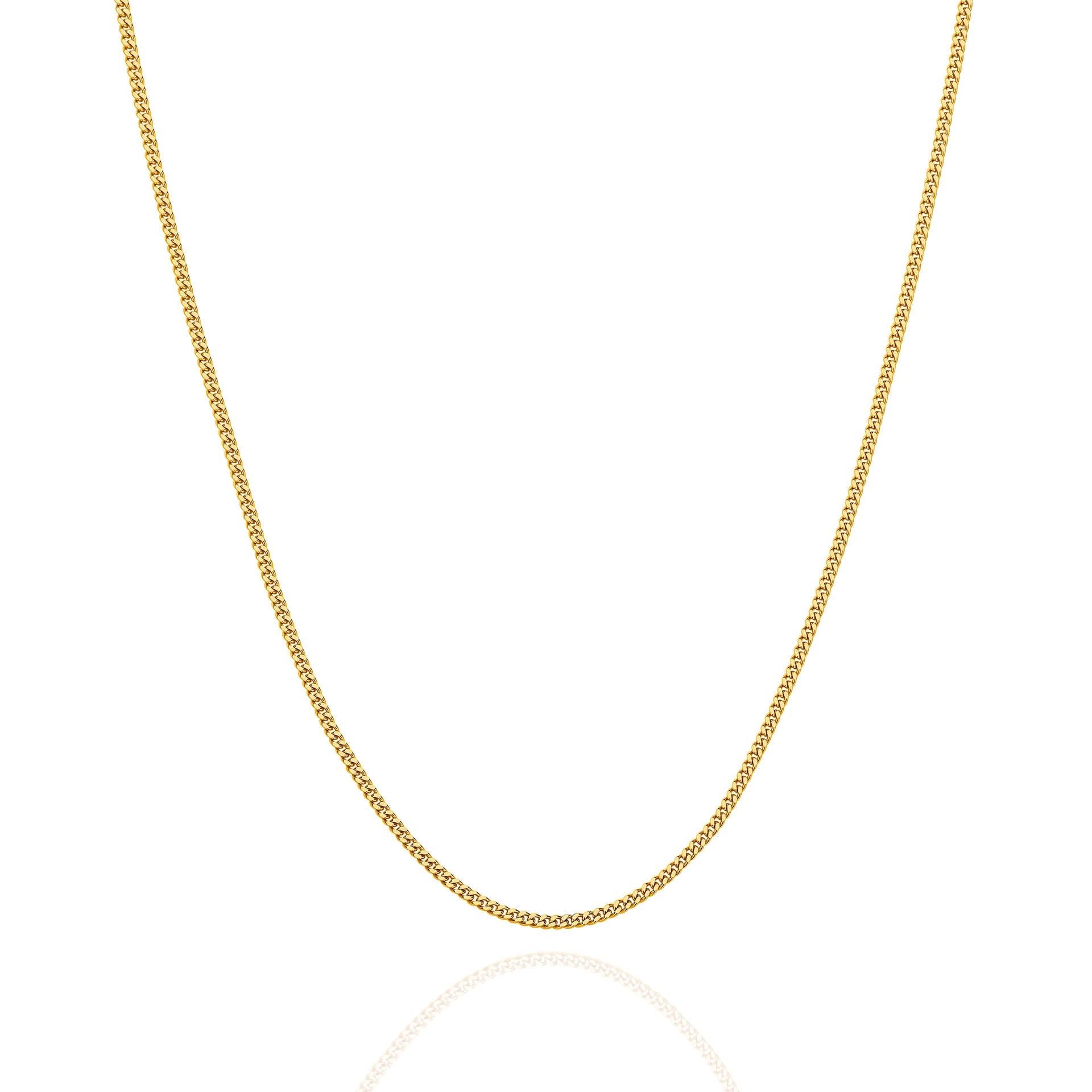 Yellow Gold 1.4mm Diamond Cut Curb Chain - FRONT