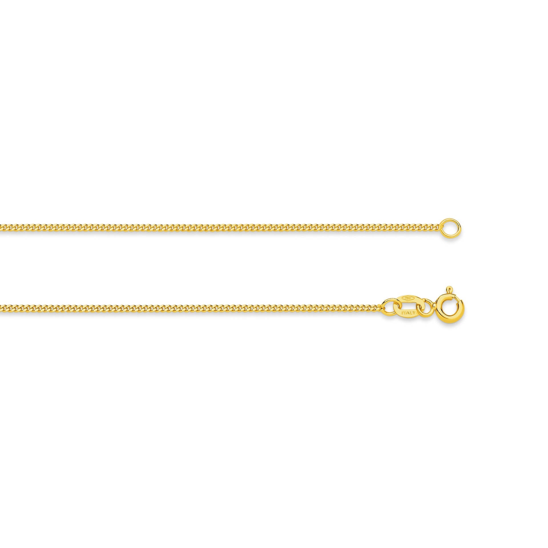 Yellow Gold 1.4mm Diamond Cut Curb Chain - TOP