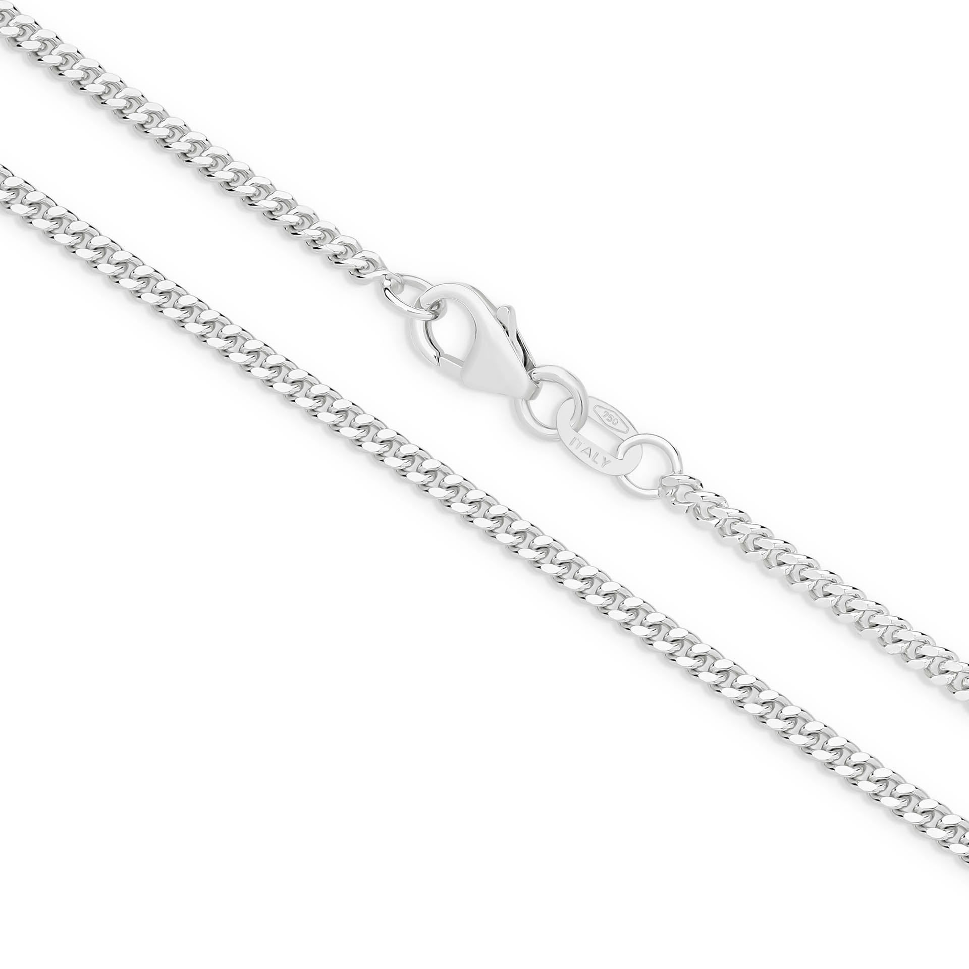 White Gold 2.16mm Diamond Cut Curb Chain - MAIN