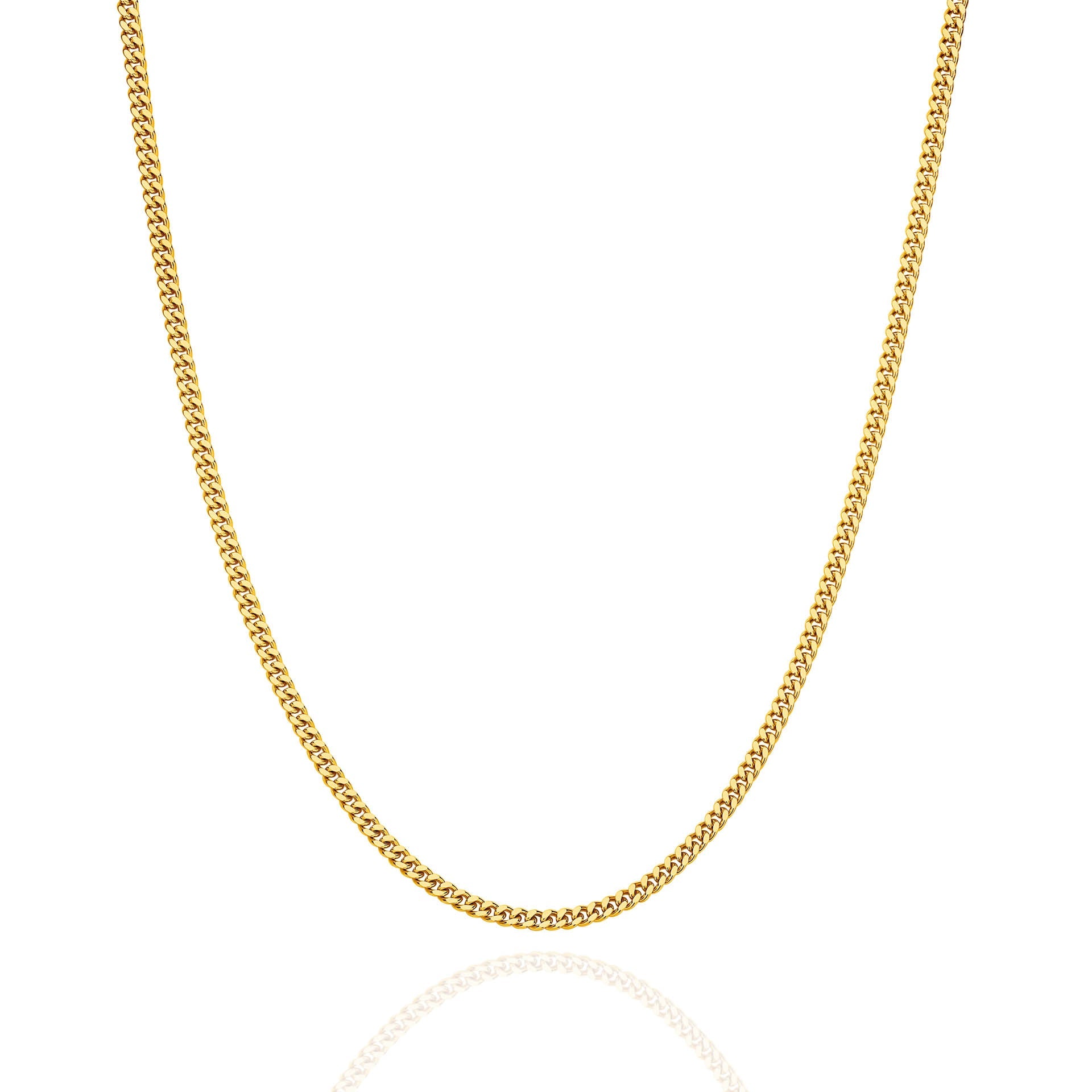 Yellow Gold 2.16mm Diamond Cut Curb Chain - FRONT