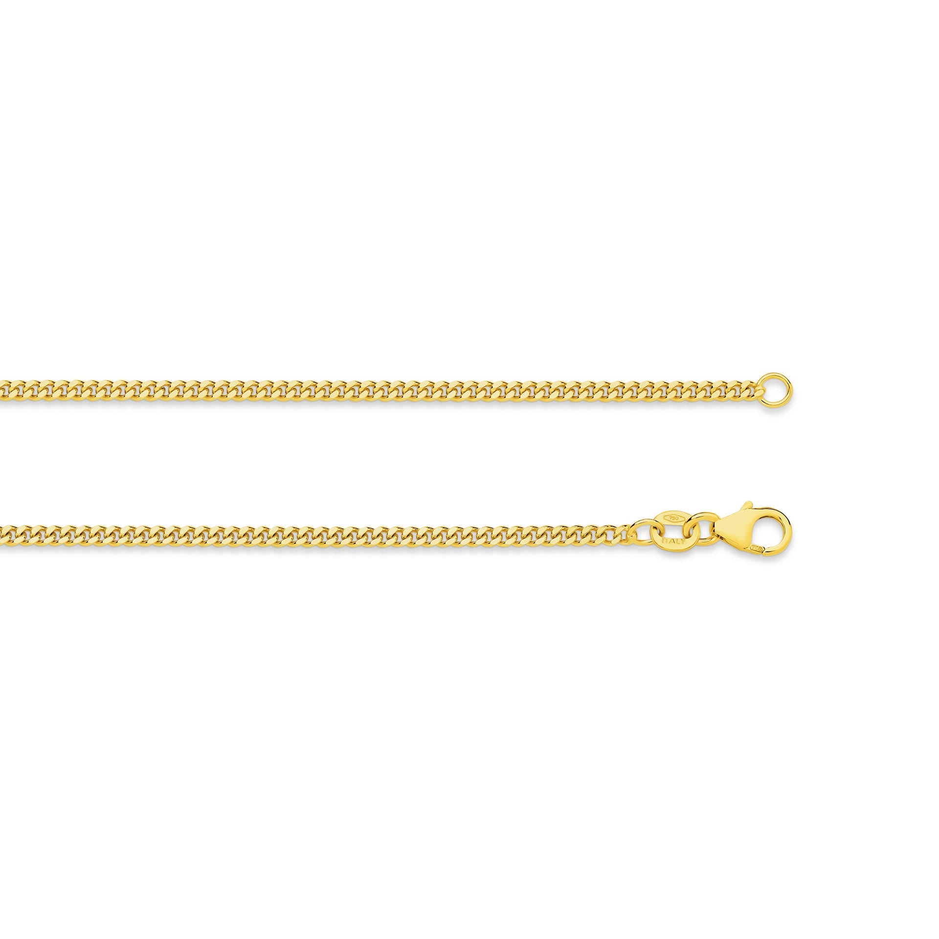 Yellow Gold 2.16mm Diamond Cut Curb Chain - TOP