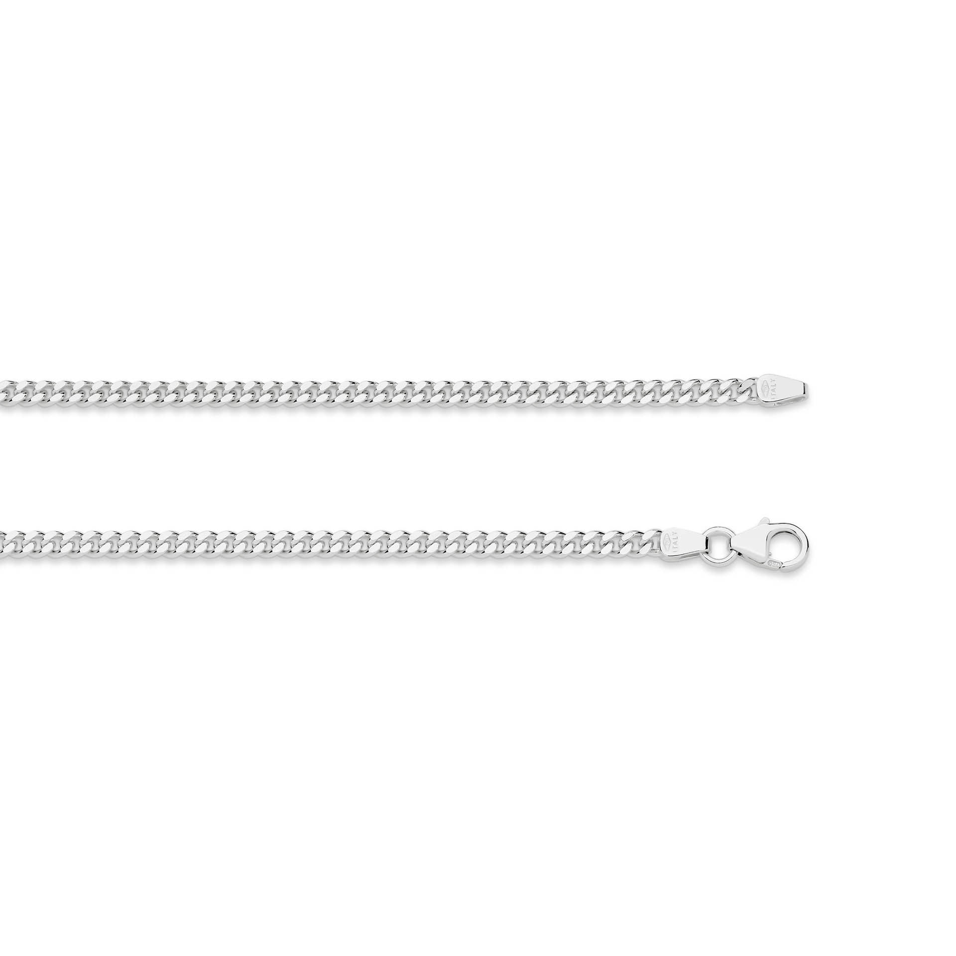 White Gold 2.8mm Diamond Cut Curb Chain - TOP