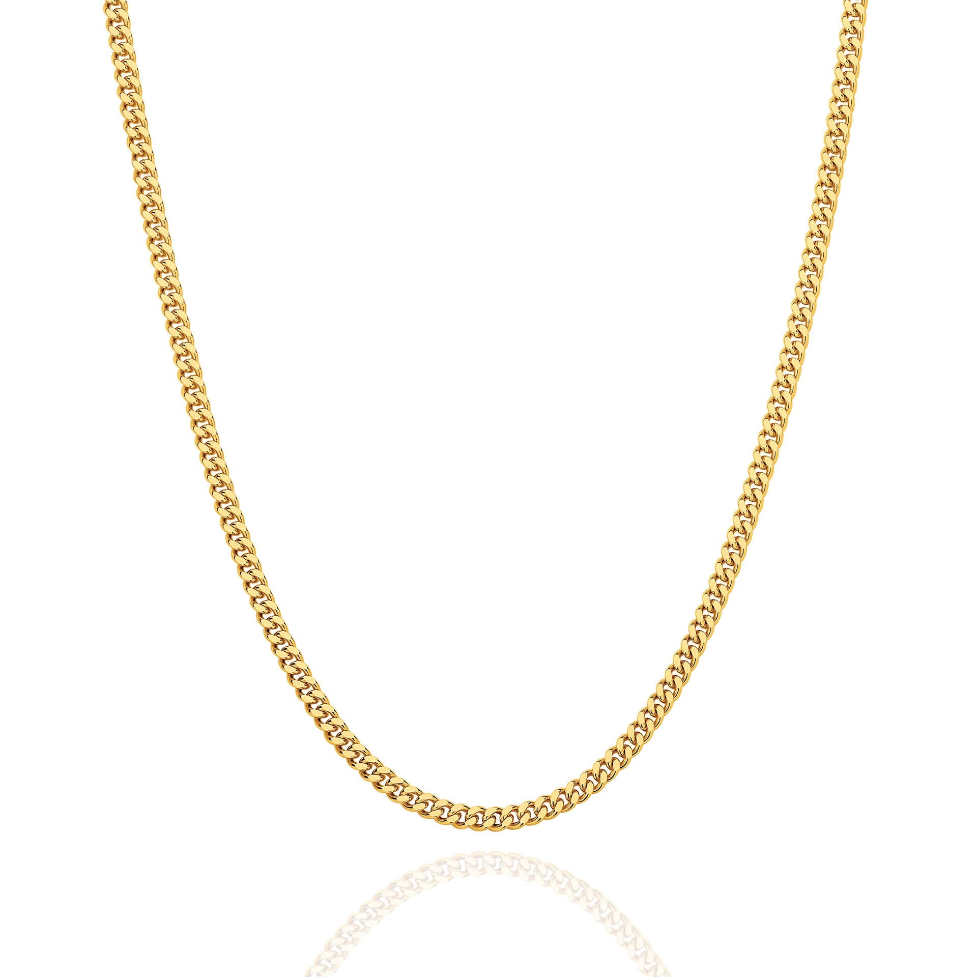 Yellow Gold 2.8mm Diamond Cut Curb Chain - FRONT