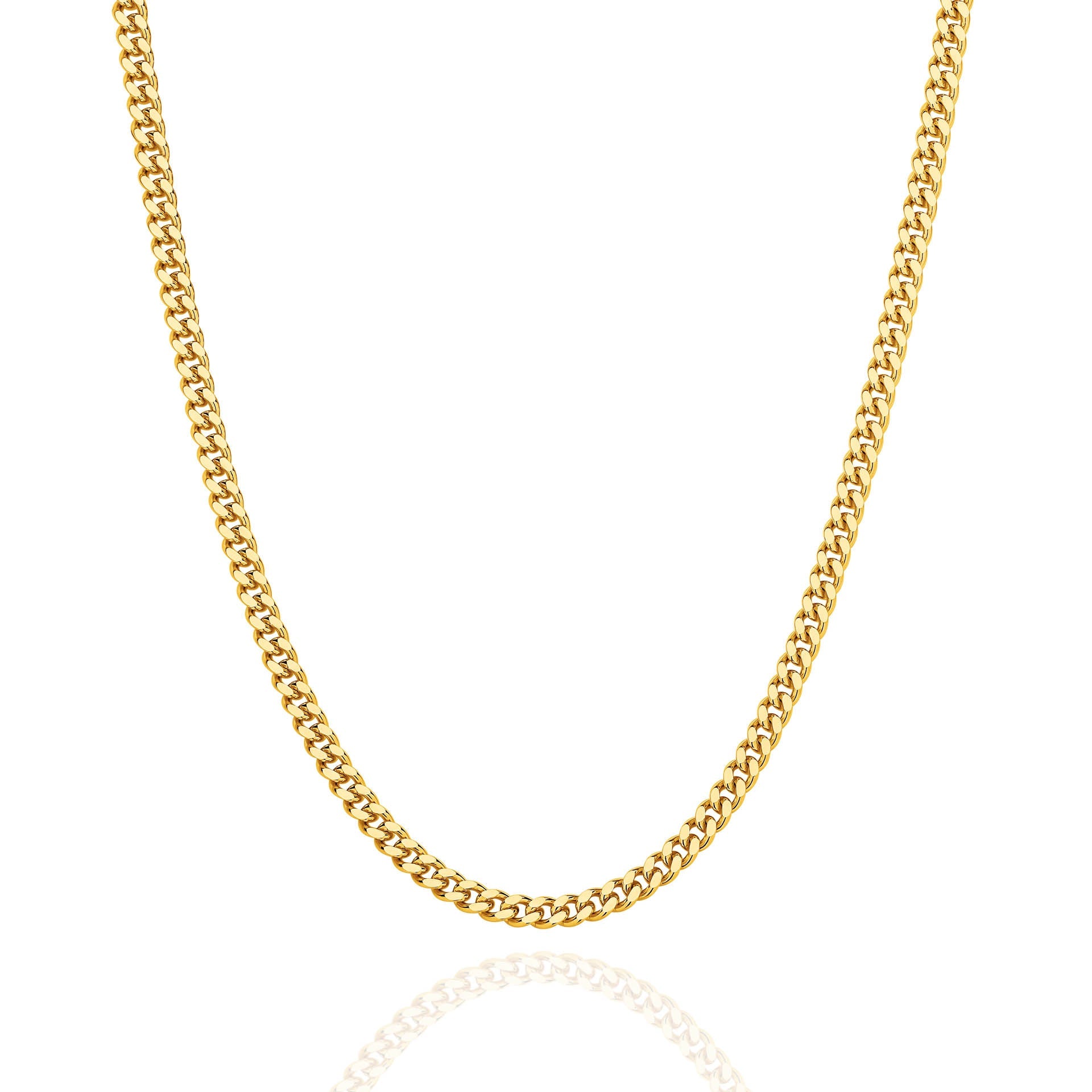 Yellow Gold 3.48mm Diamond Cut Curb Chain - FRONT