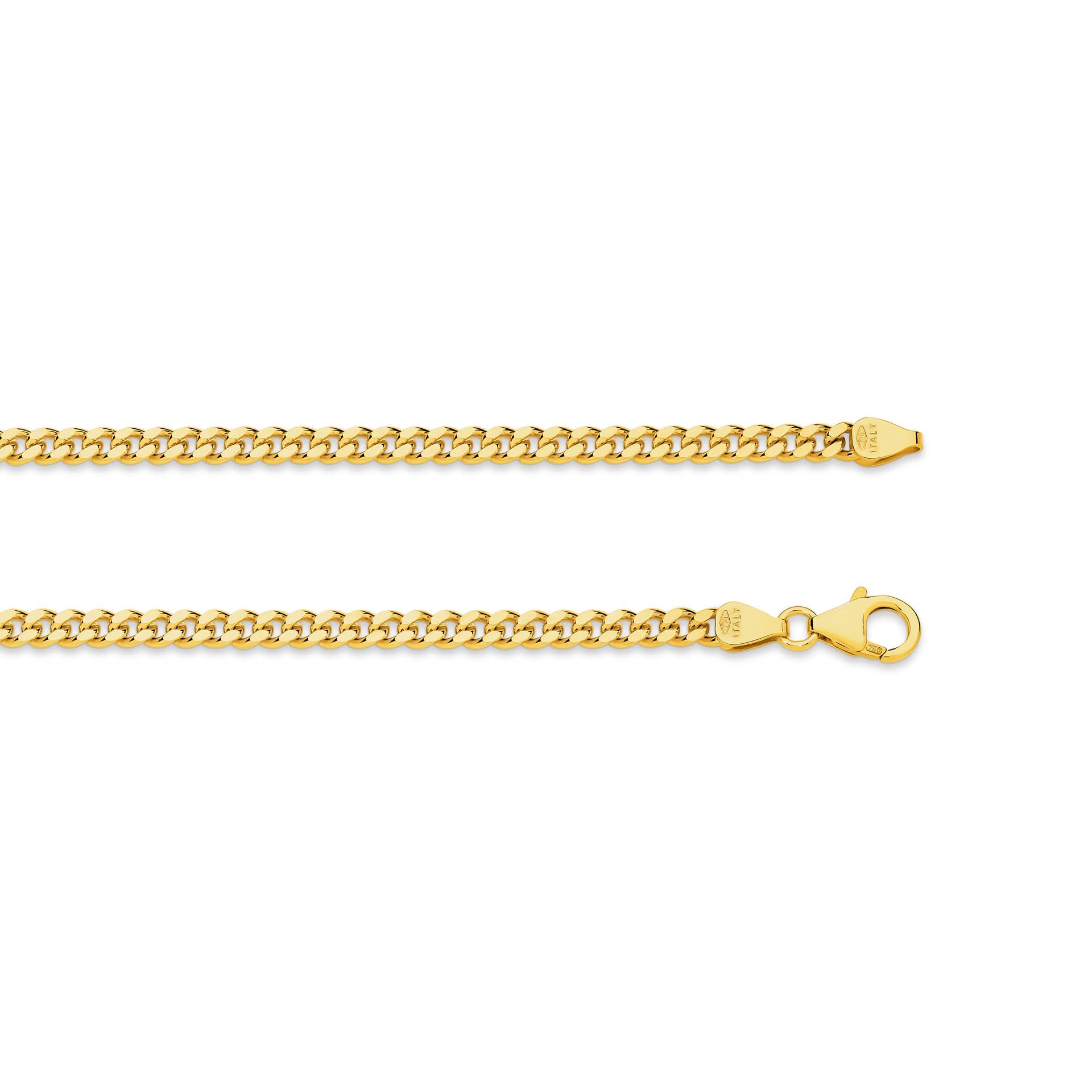 Yellow Gold 3.48mm Diamond Cut Curb Chain - TOP