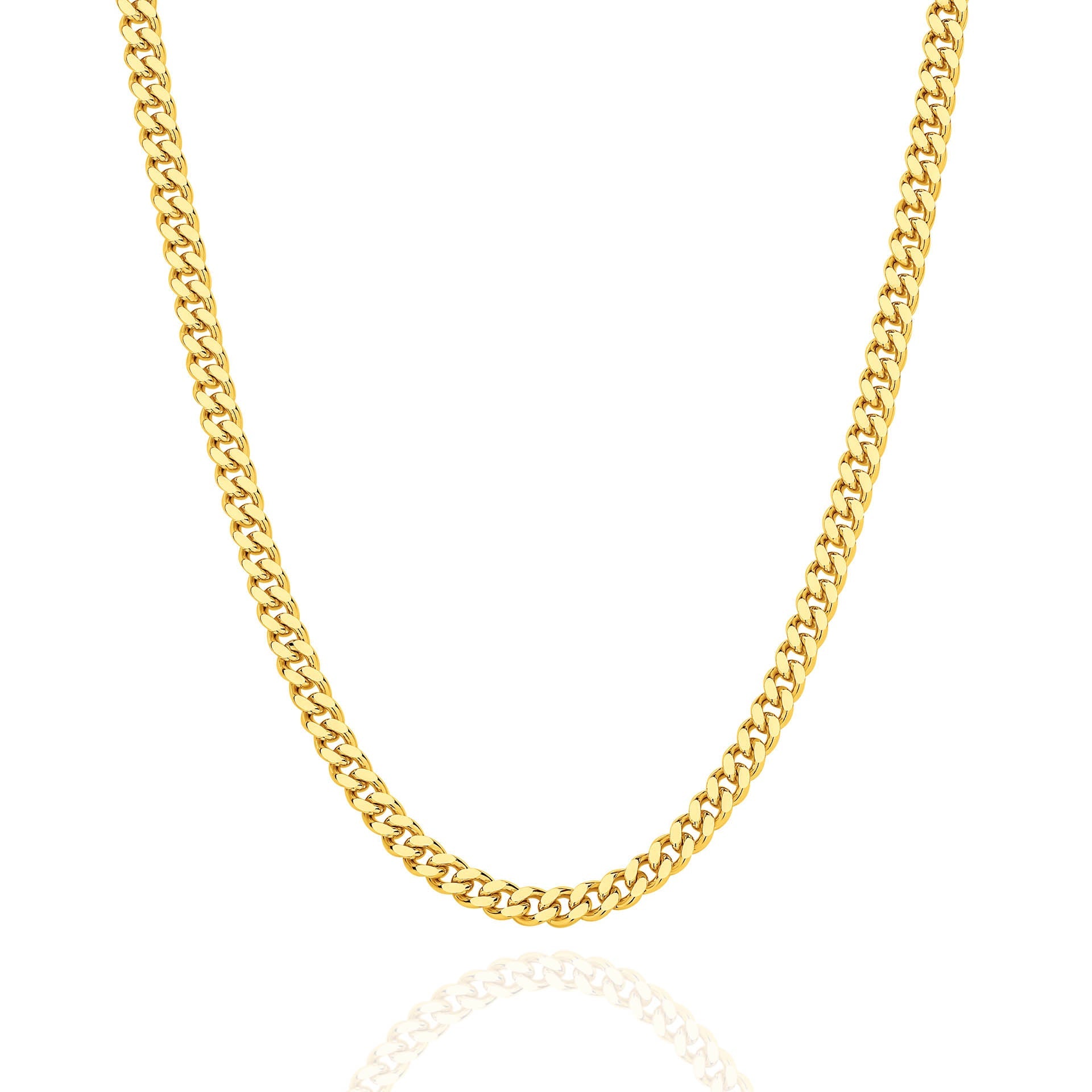 Yellow Gold 4.24mm Diamond Cut Curb Chain - FRONT