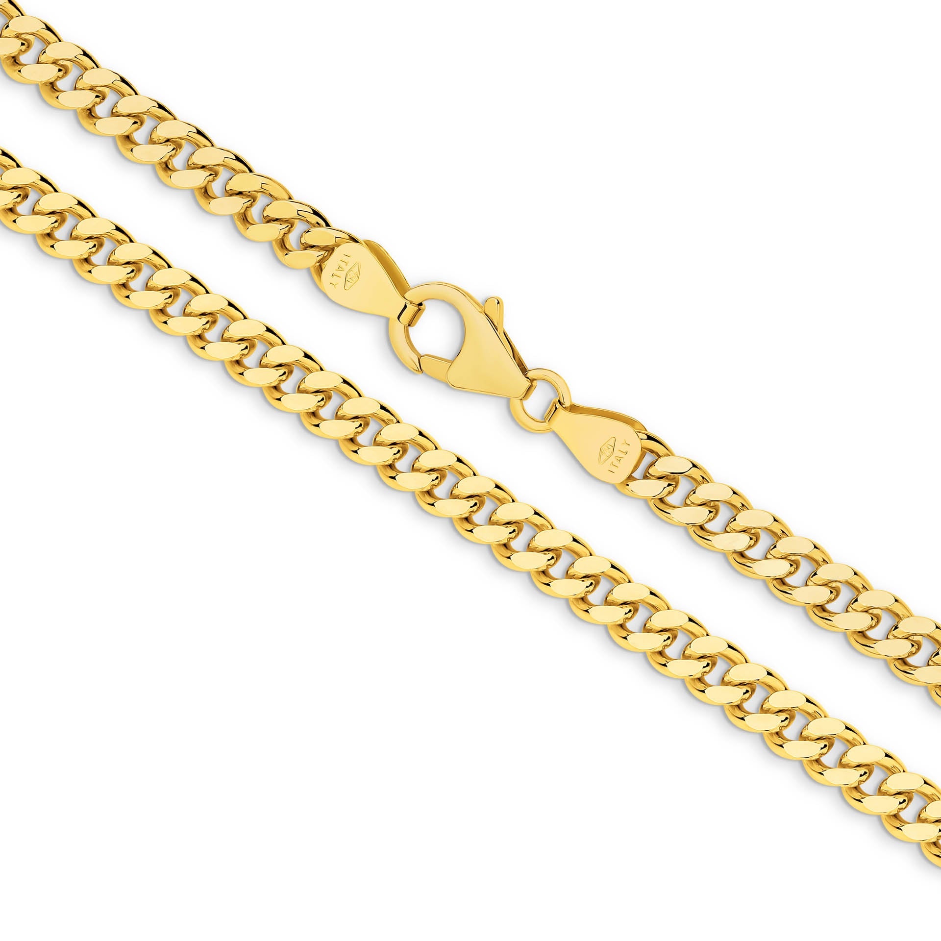 Yellow Gold 4.24mm Diamond Cut Curb Chain - MAIN